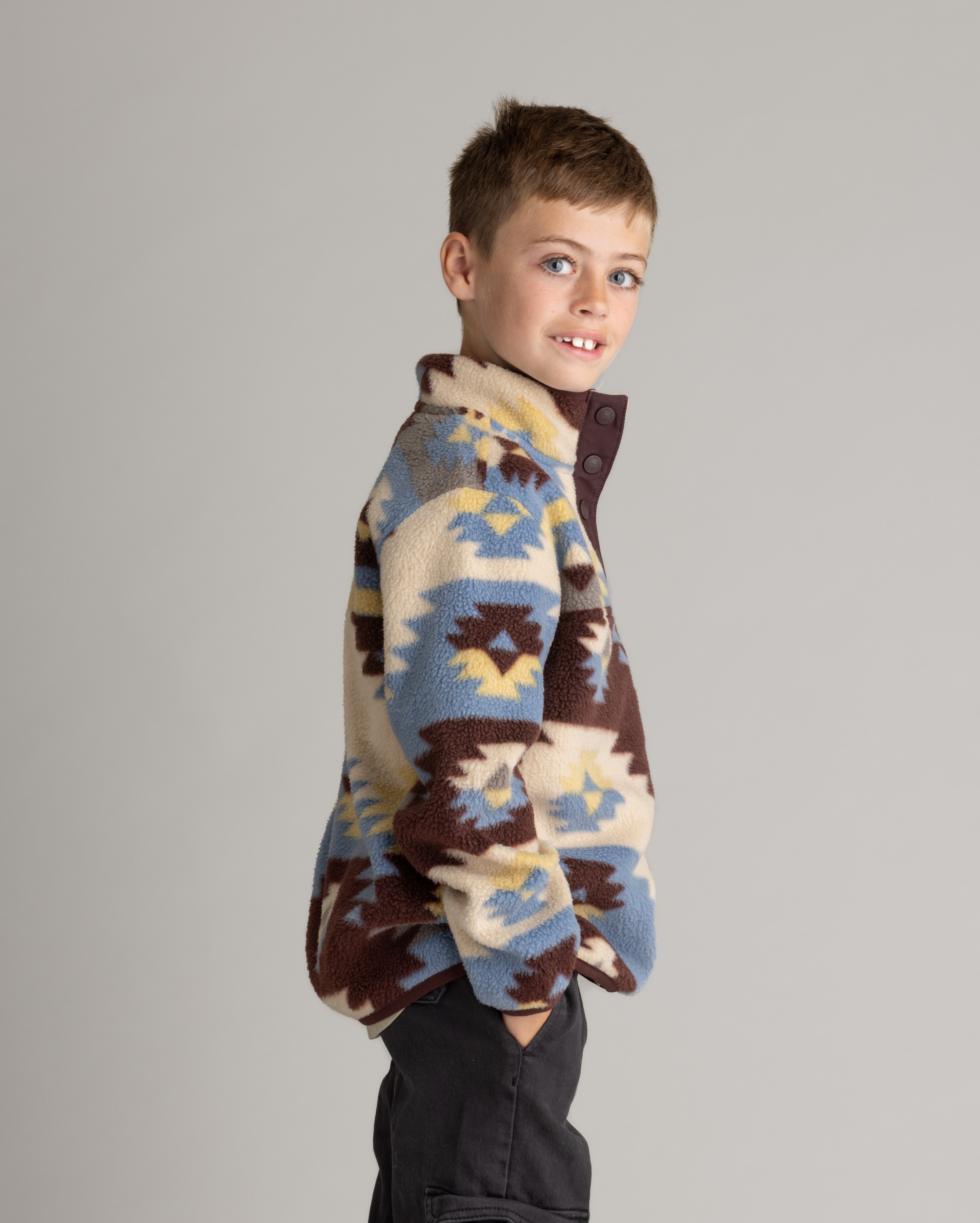 Boys Subzero Heavy Fleece Printed Snap Tee - LIV Outdoor