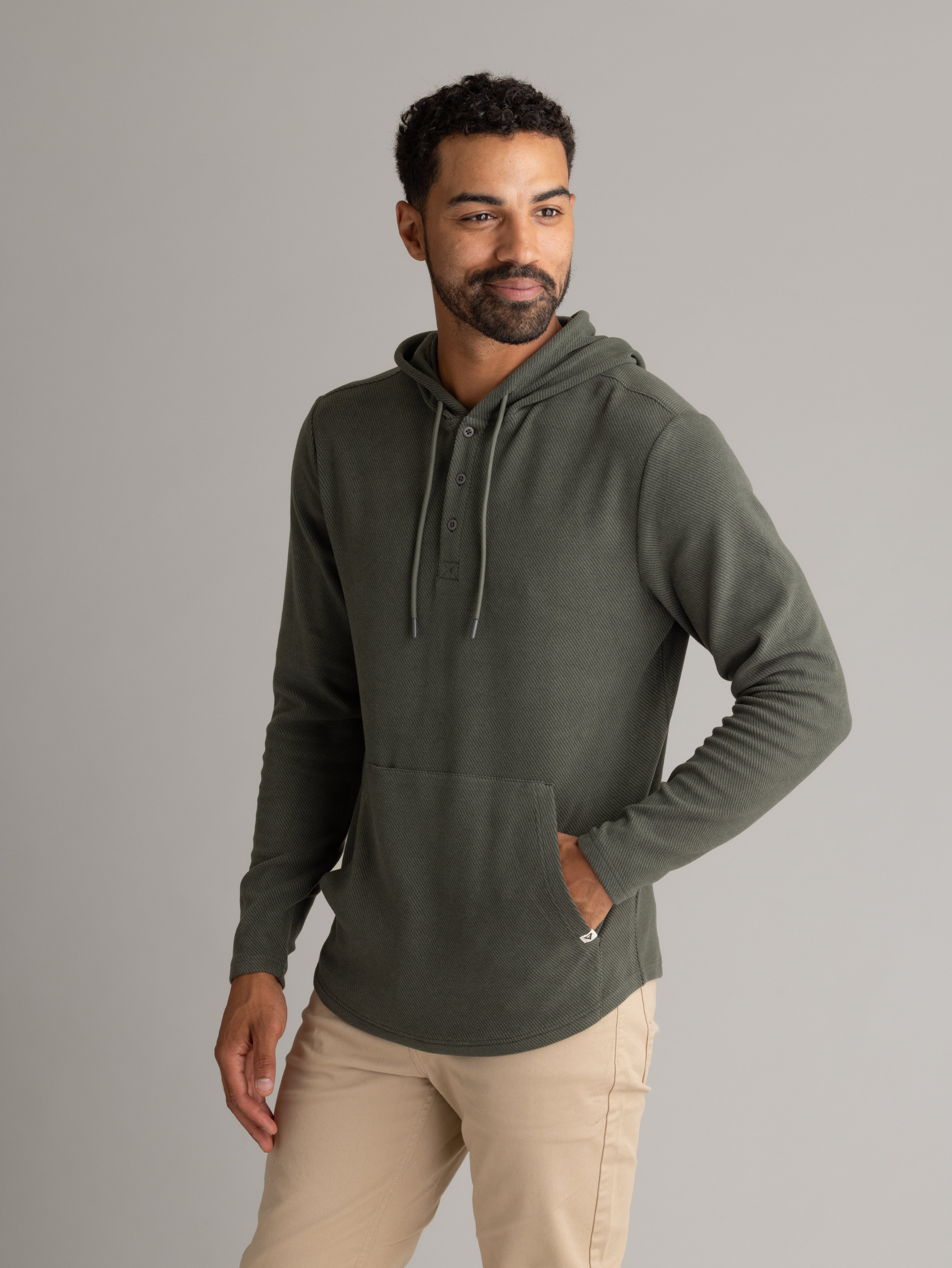 Men's Lichen Stretch Flannel Hooded Henley - LIV Outdoor