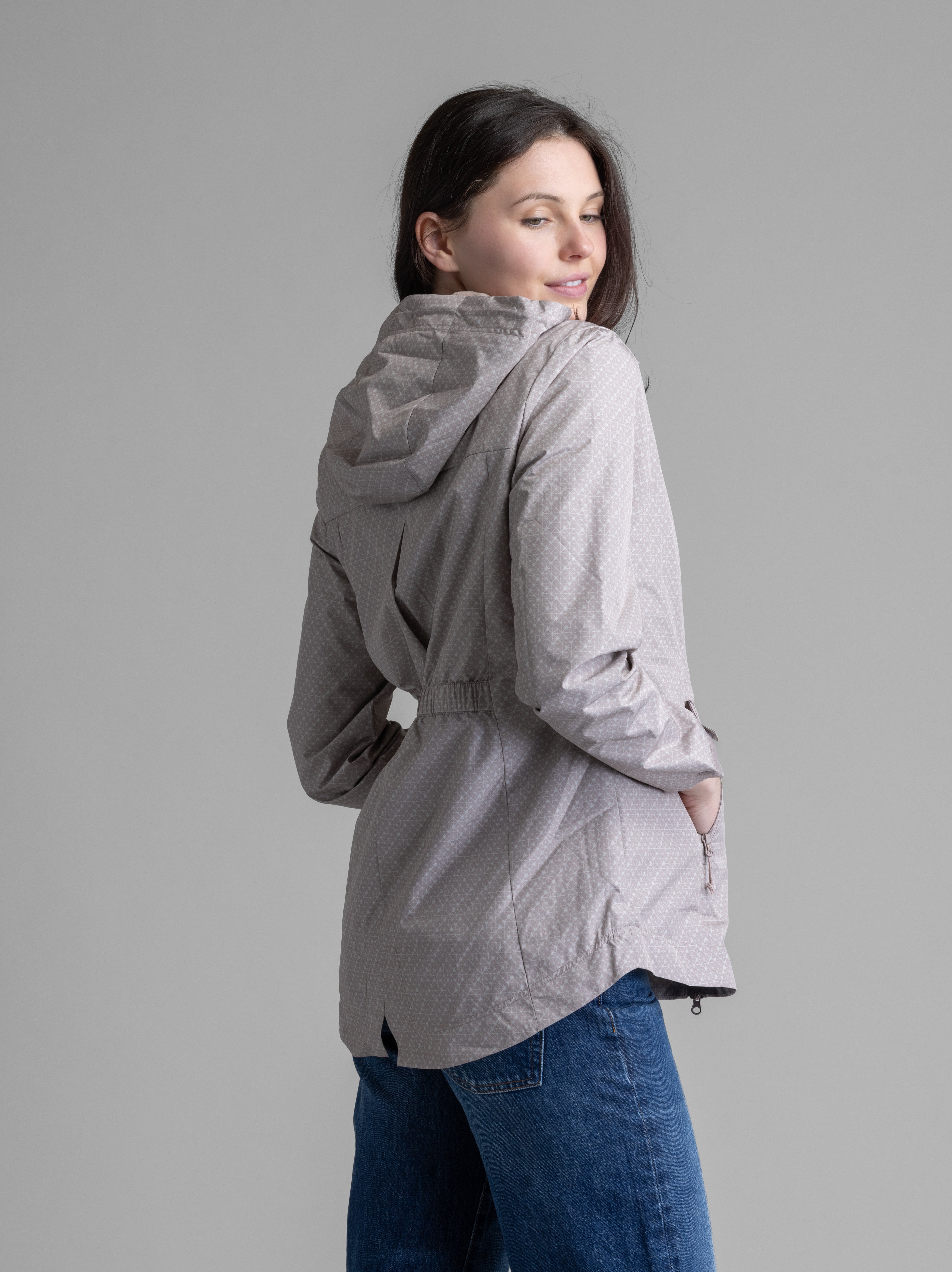 Women's LIV Outdoor Savannah fleece-lined rainshell jacket, waterproof with fleece interior, suitable for outdoor weather protection.
