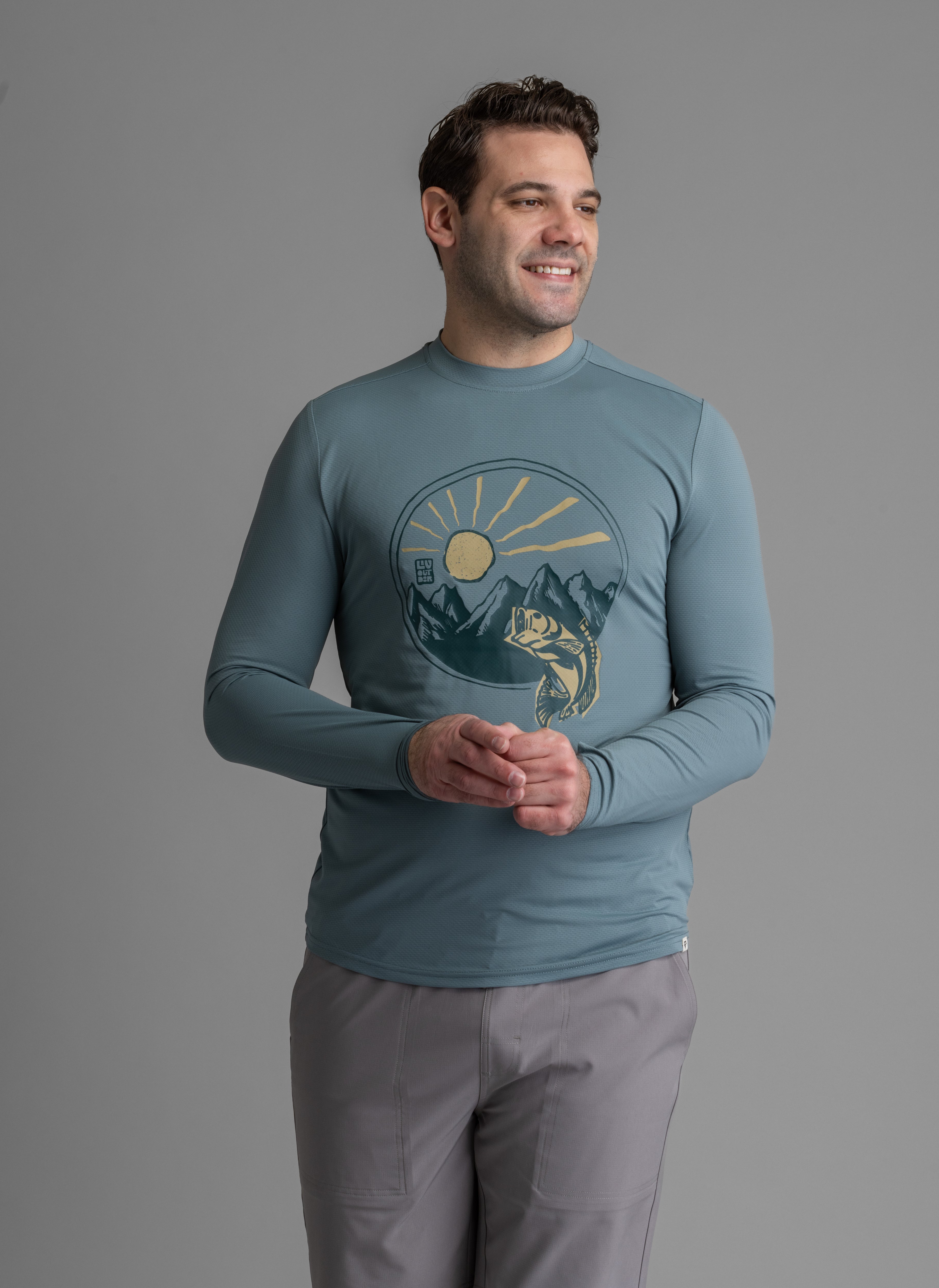 Men's Suncatcher UPF 50+ Stretch Mesh Graphic Crew - LIV Outdoor