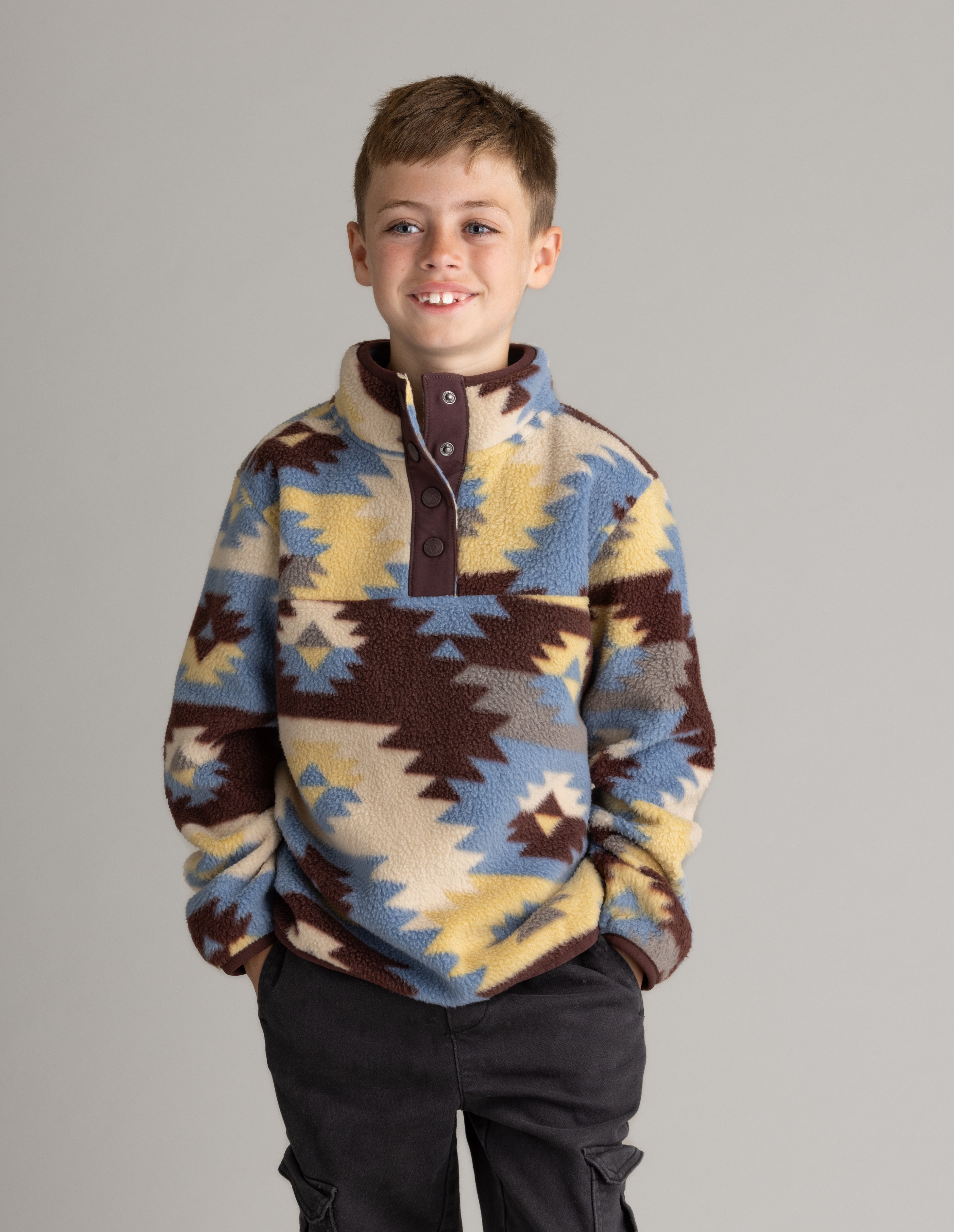 Boys Subzero Heavy Fleece Printed Snap Tee - LIV Outdoor