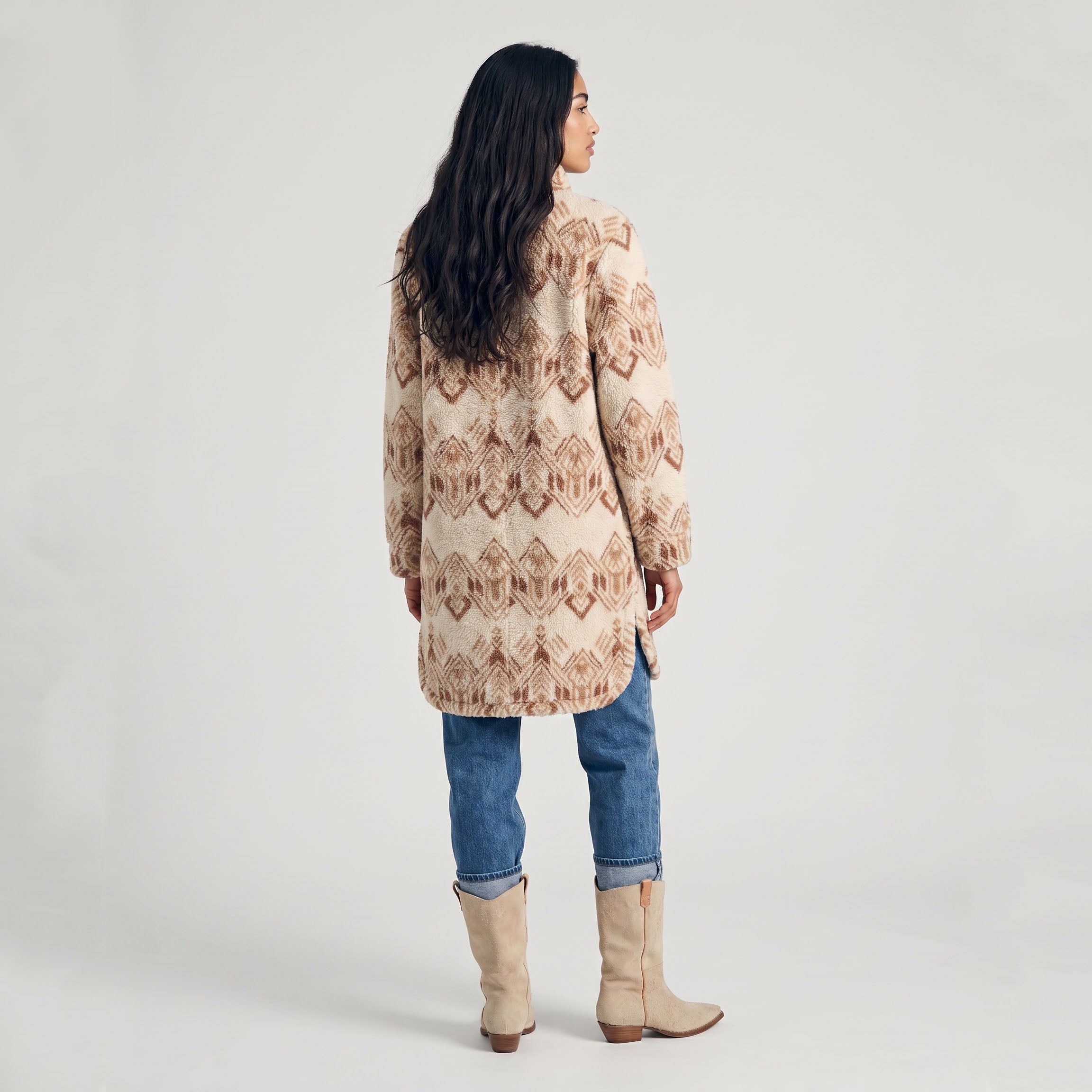 Women's Ainsley Long Sherpa Snap-Front Jacket