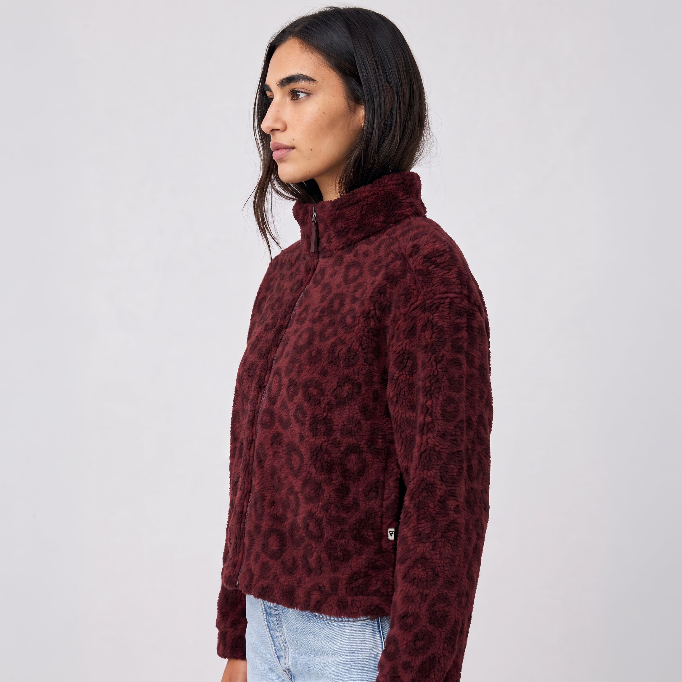 Women's LIV Outdoor Ainsley Plush Sherpa full zip jacket with soft, cozy Sherpa fabric and a front zipper for warmth and comfort.