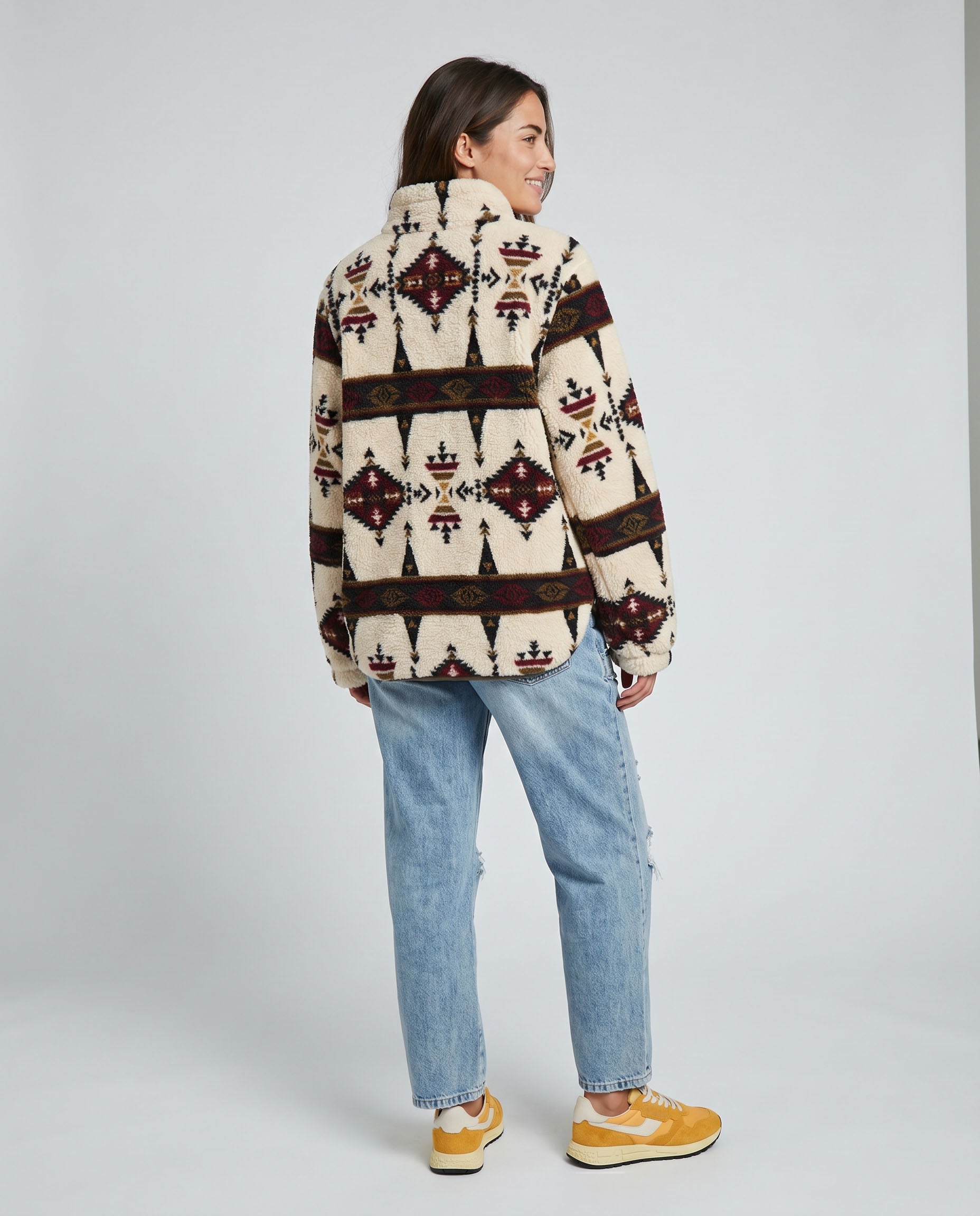 Women's LIV Outdoor Ainsley Sherpa Pullover in cozy fleece, featuring a relaxed fit and soft, warm material for casual wear.