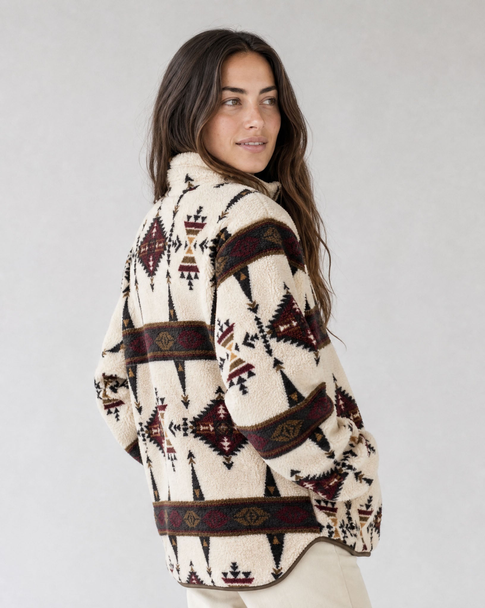 Women's Ainsley Sherpa Pullover by LIV Outdoor, cozy fleece top with a soft sherpa lining, perfect for casual outdoor wear.