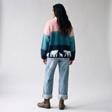 Women's LIV Outdoor Ainsley printed snap pullover with polar bear ombre design, casual women's top, lightweight and comfortable.