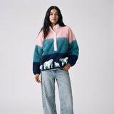 Women's LIV Outdoor Ainsley printed snap pullover with polar bear and ombre design, featuring a raglan sleeve style and cozy fit.