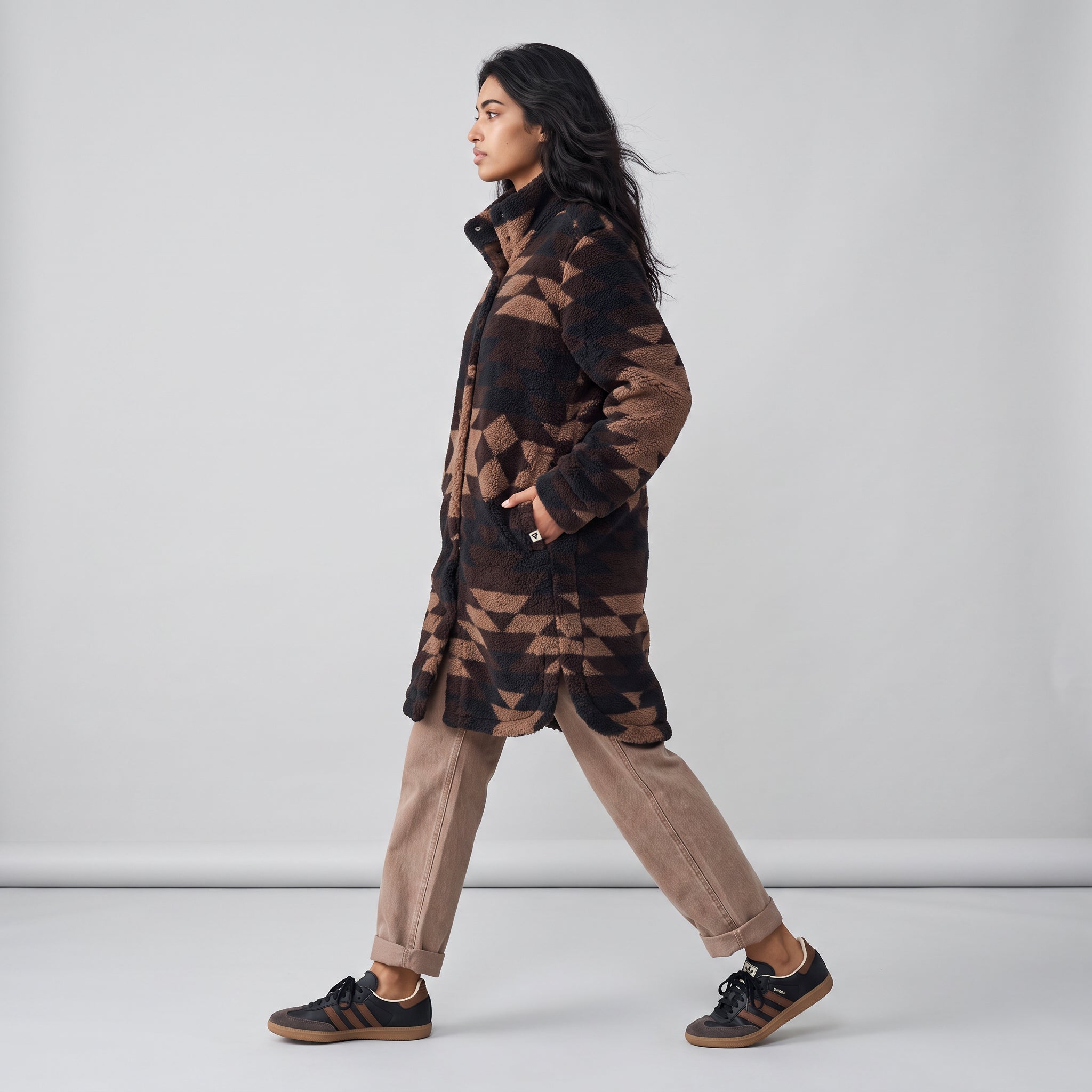 Women's Ainsley Long Sherpa Snap-Front Jacket