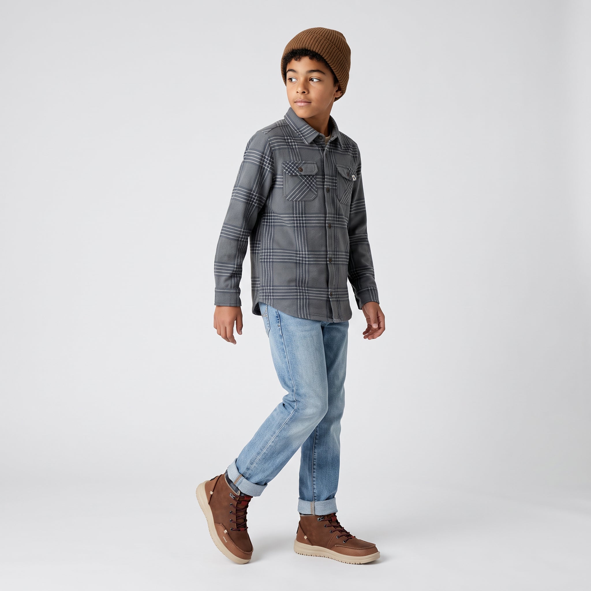 Boys Lichen Stretch Flannel Shirt