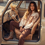 LIV Outdoor women's Dawn heavy fleece full zip jacket in birch and imperial aztec print