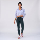 Women's LIV Outdoor Kaya quilted pullover with quarter-zip in Icelandic Blue, showcasing a cozy, stylish top for outdoor wear.
