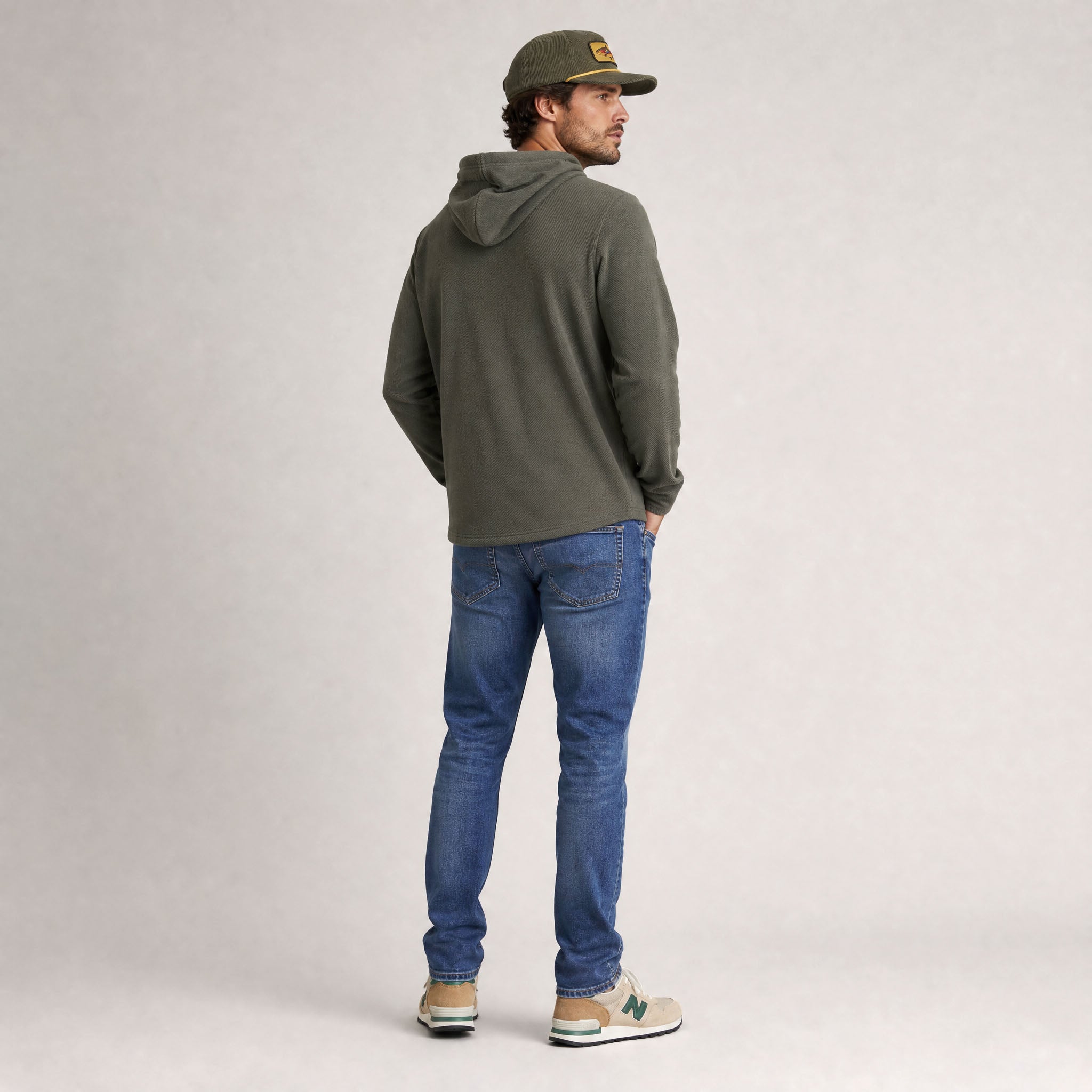 Men's Lichen Stretch Flannel Hooded Henley