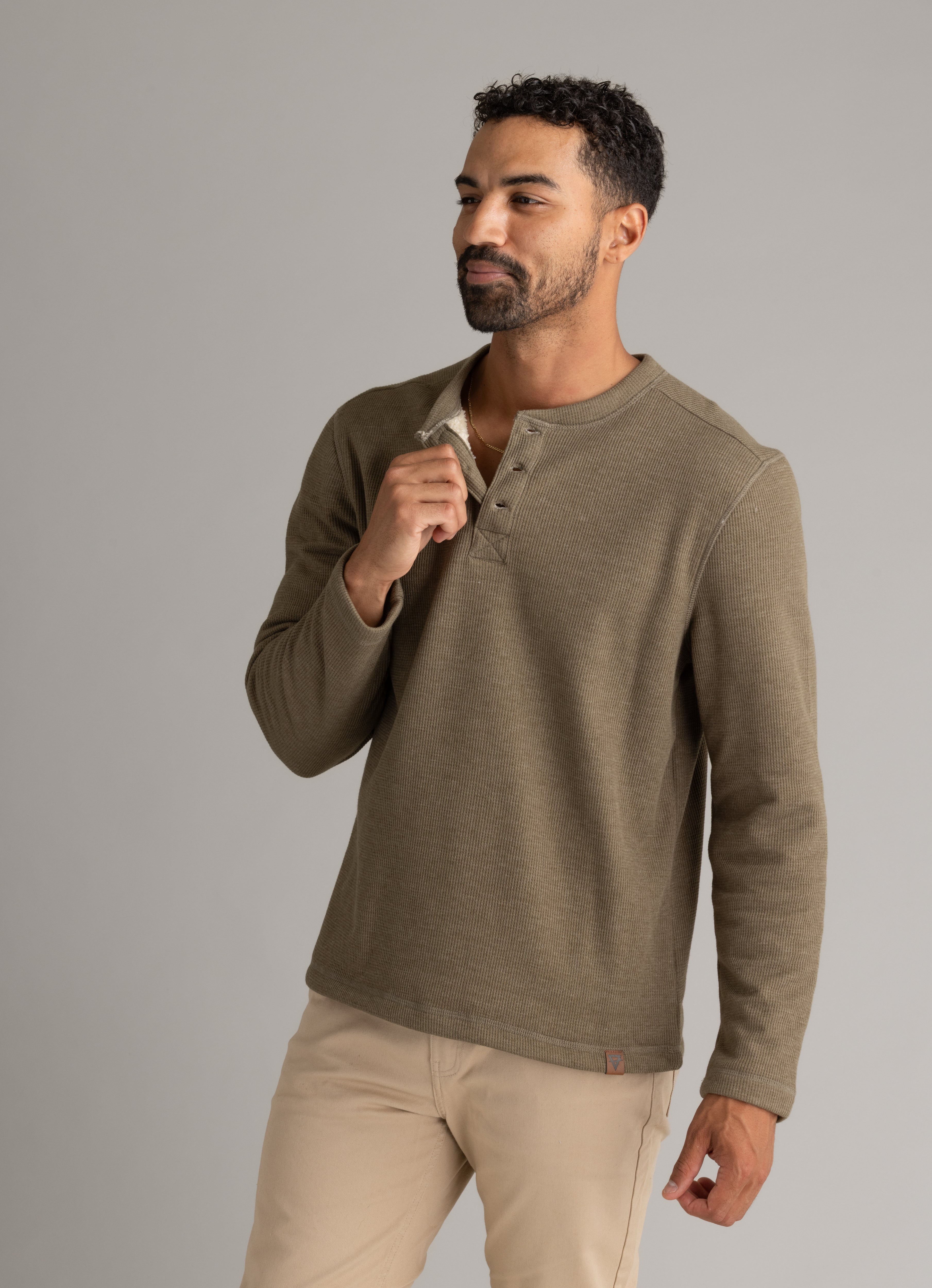 Men's Fireside Sherpa Lined Waffle Henley - LIV Outdoor