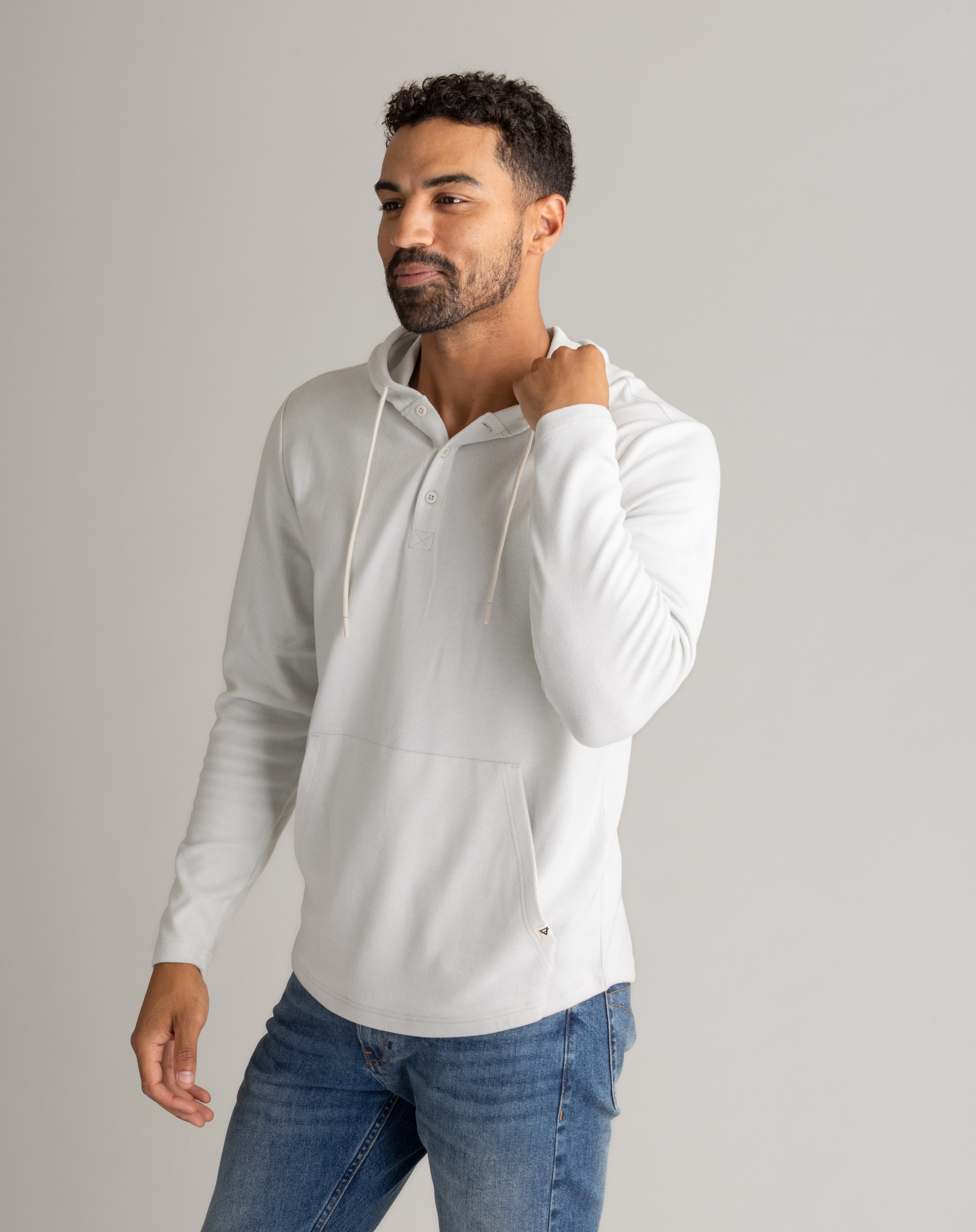 Men's Lichen Stretch Flannel Hooded Henley
