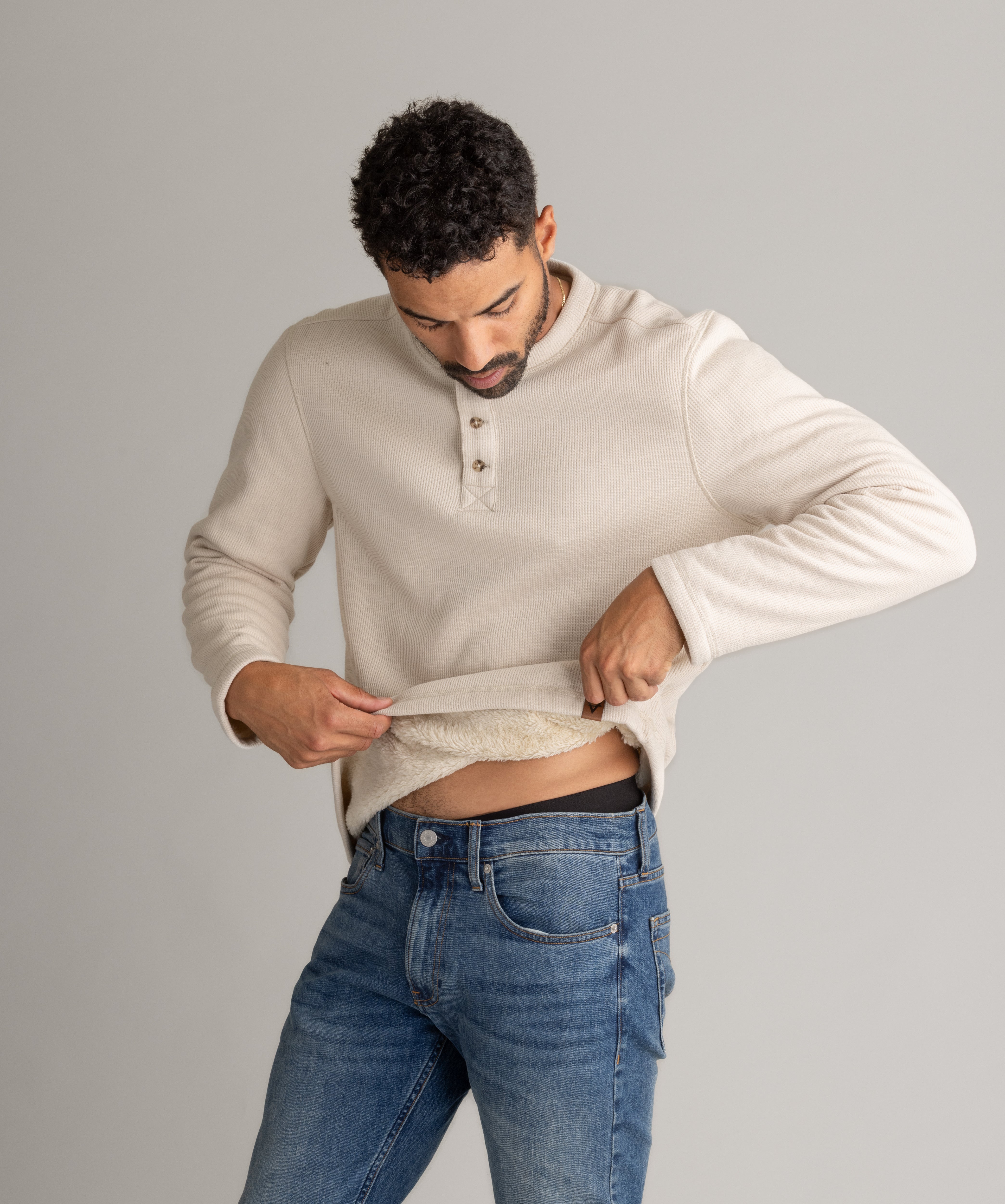 Men's Fireside Sherpa Lined Waffle Henley