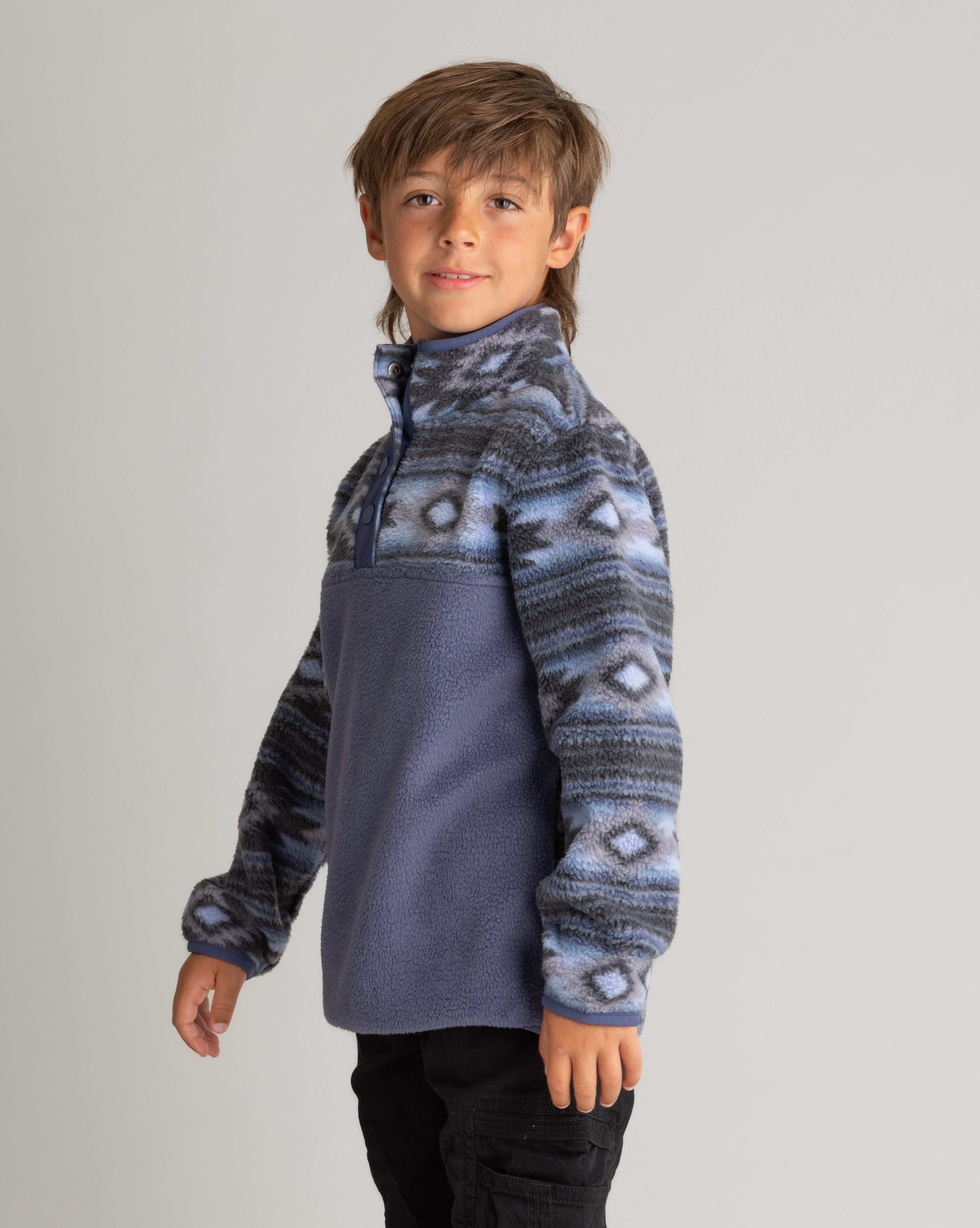 Boys Subzero Heavy Fleece Printed Snap Tee - LIV Outdoor