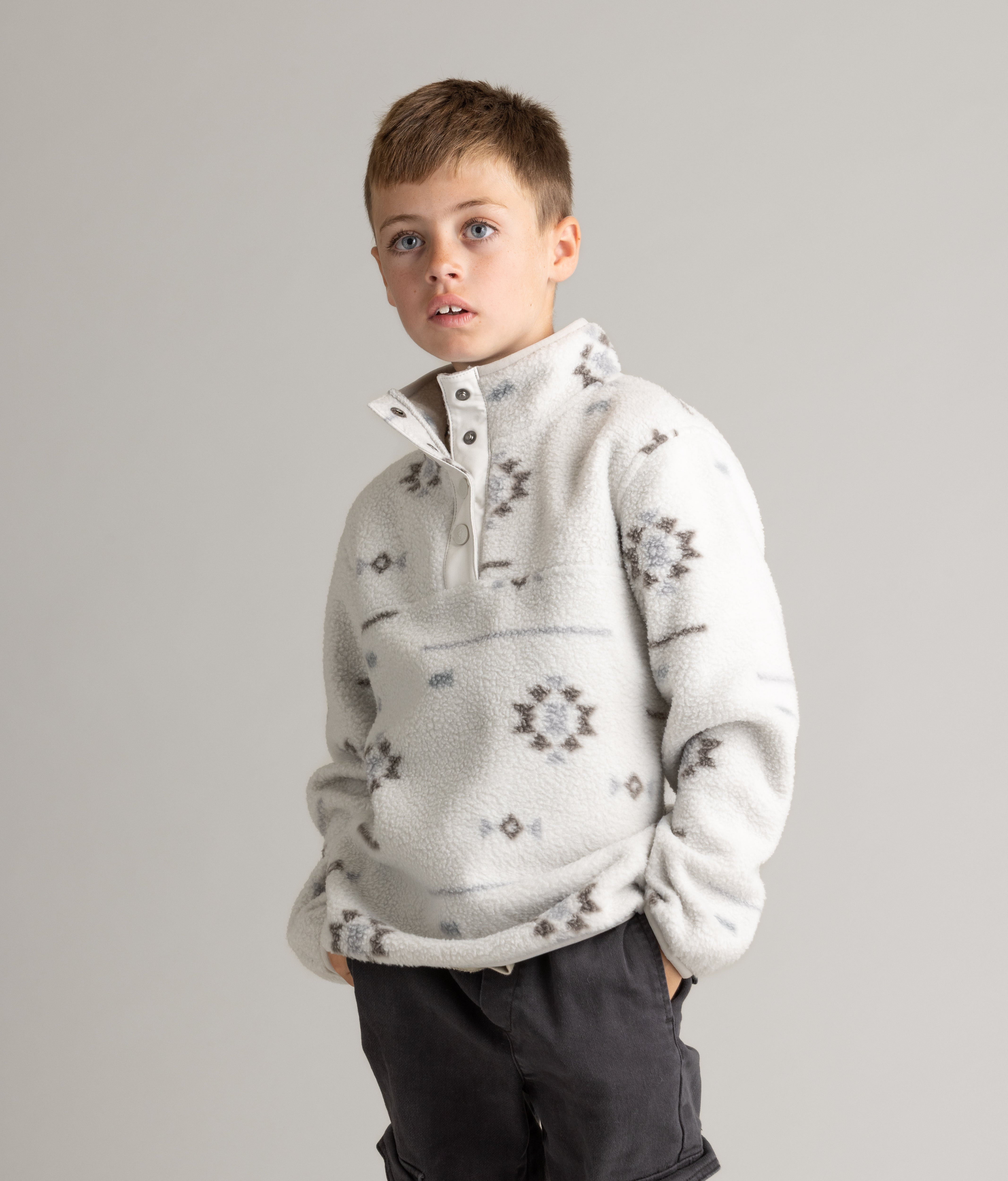 Boys Subzero Heavy Fleece Printed Snap Tee - LIV Outdoor