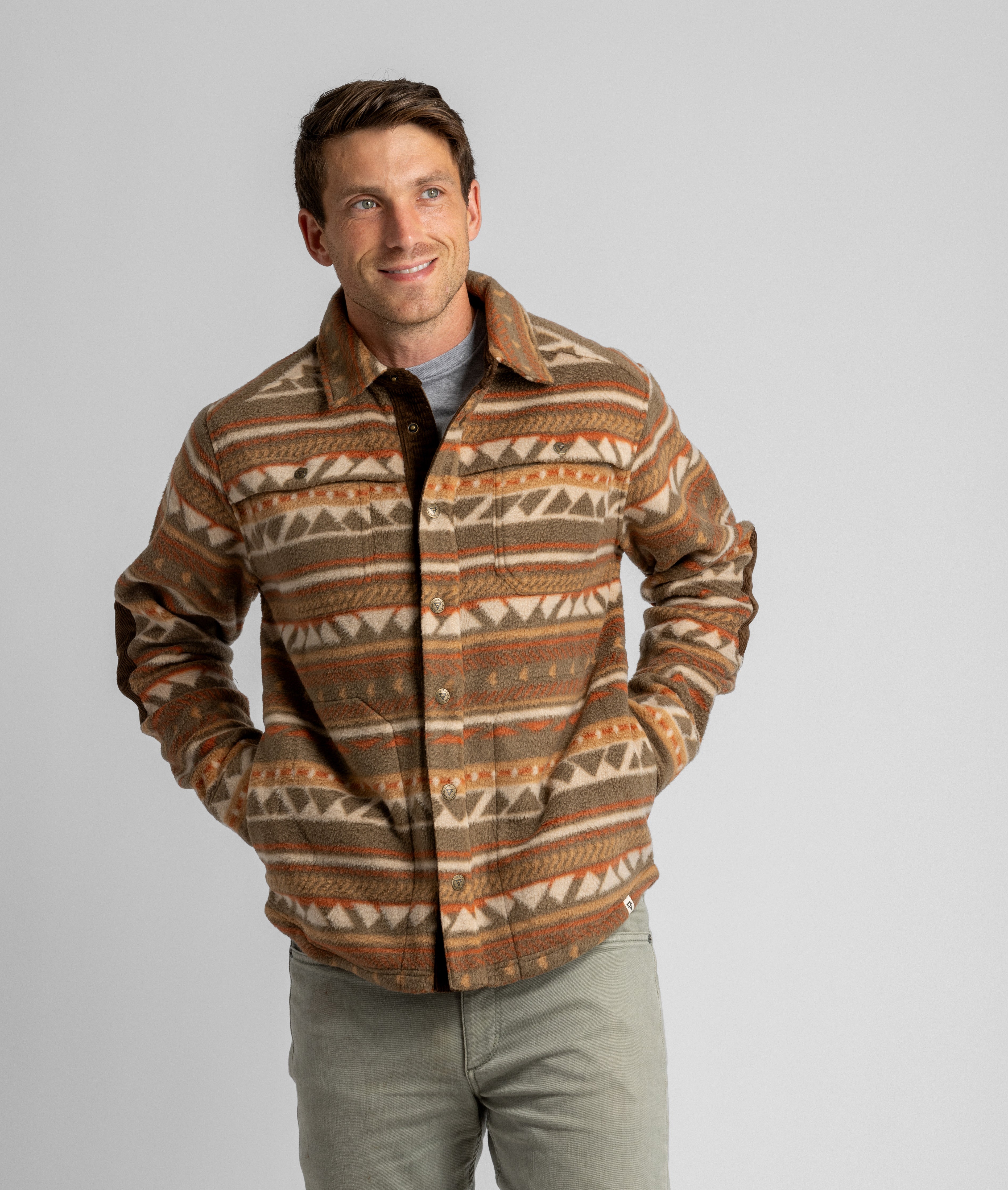 Men's Bear Pebbled Fleece Shirt Jacket in Print - LIV Outdoor