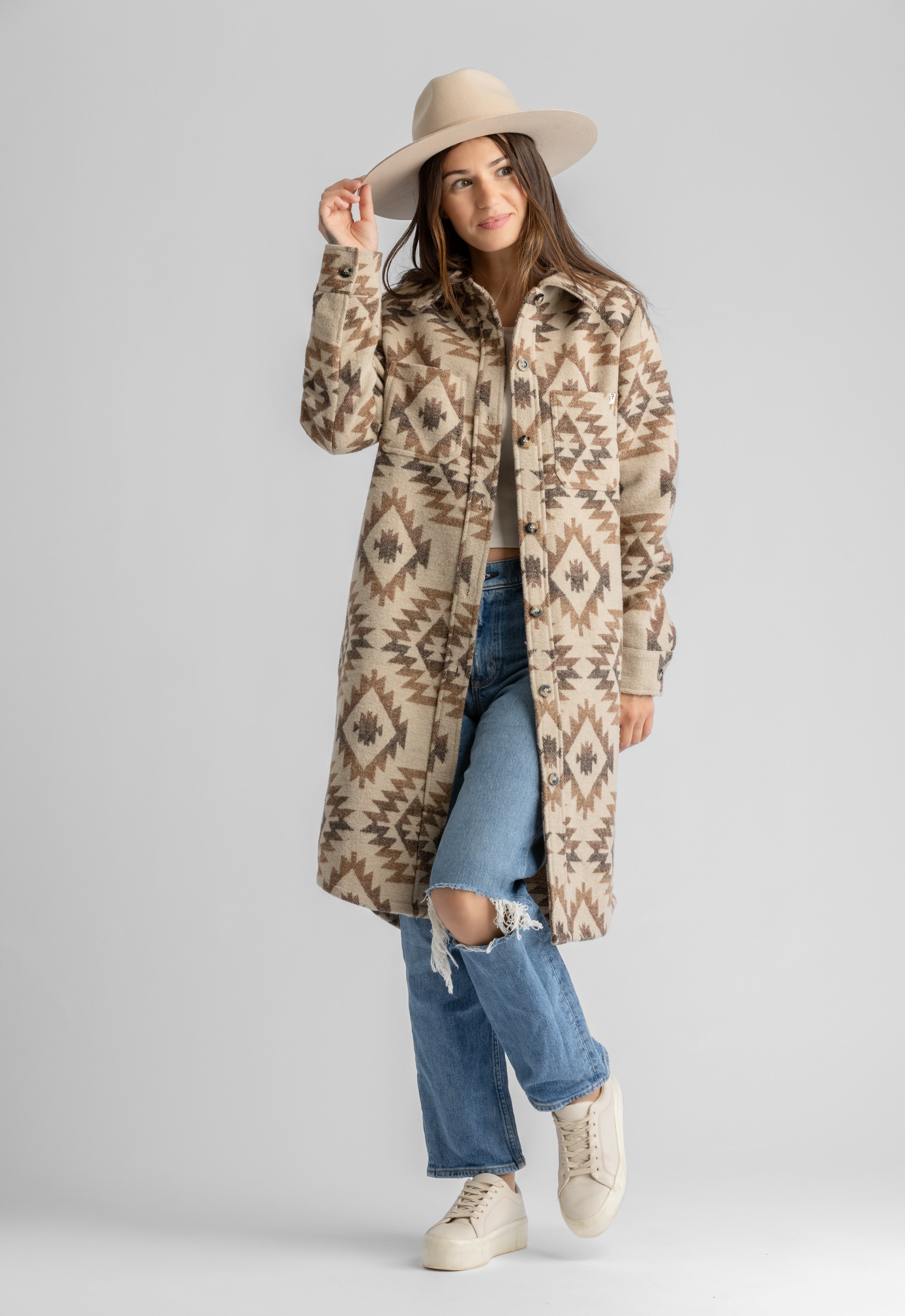 Women's Shay Faux Wool Long Button Coat - LIV Outdoor