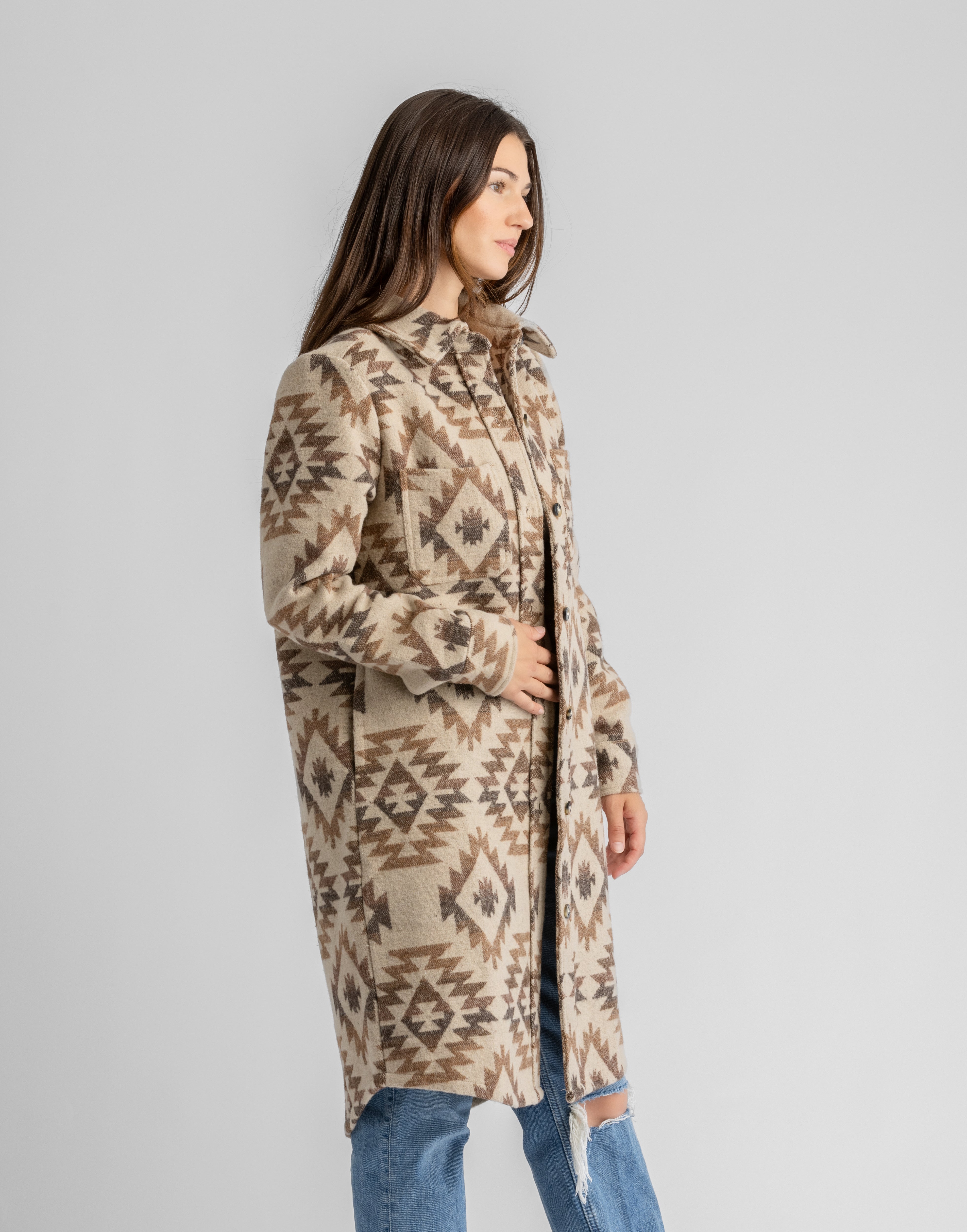 Women's Shay Faux Wool Long Button Coat - LIV Outdoor