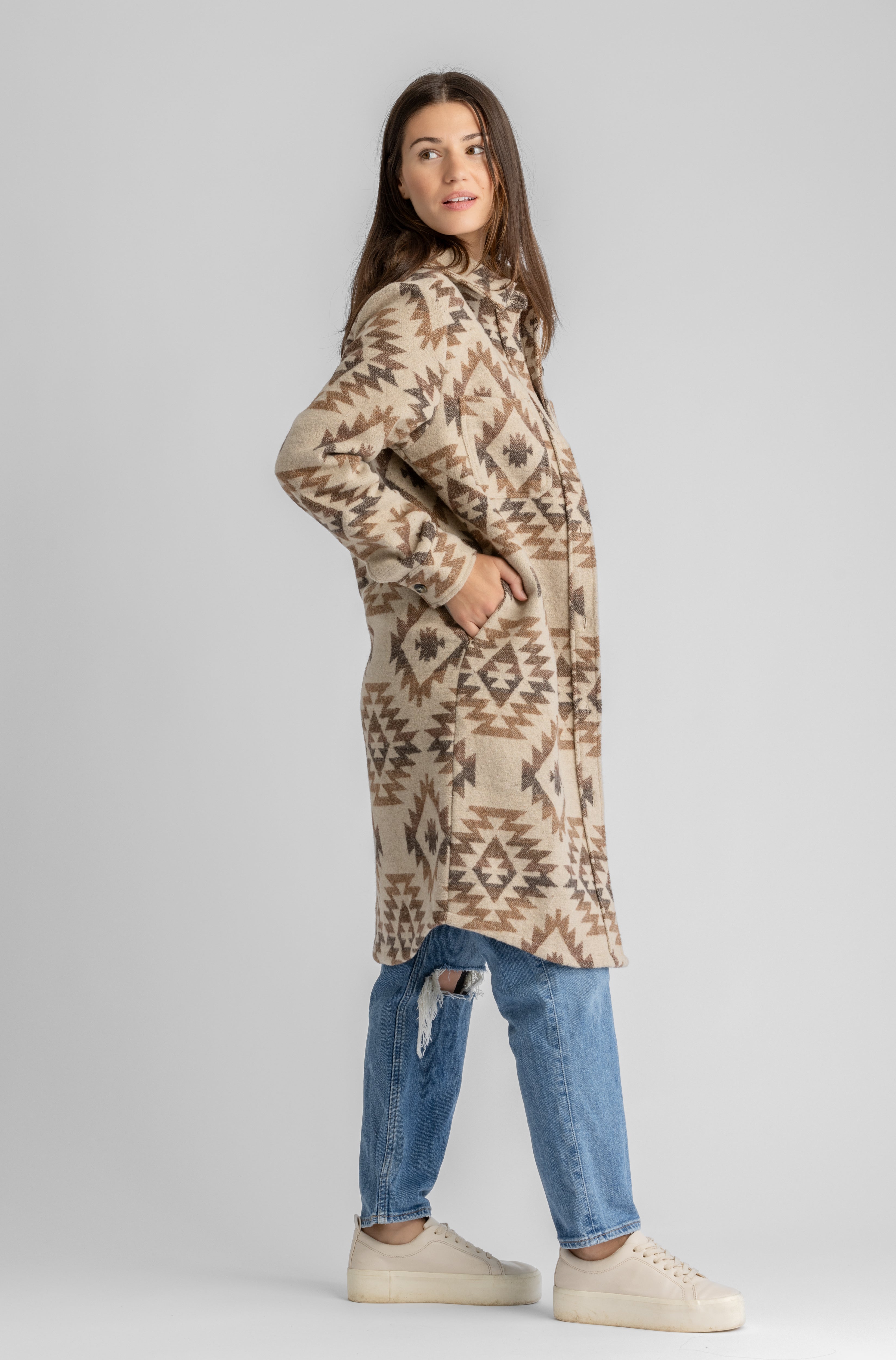 Women's Shay Faux Wool Long Button Coat - LIV Outdoor