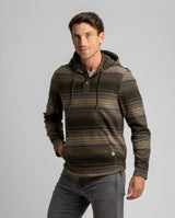 Men's Bay Striped Microfleece Hooded Snap Pullover - LIV Outdoor