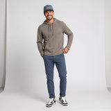 Men's LIV Outdoor Lichen Stretch Flannel Hooded Henley, casual men's top with a comfortable hood and plaid flannel design.