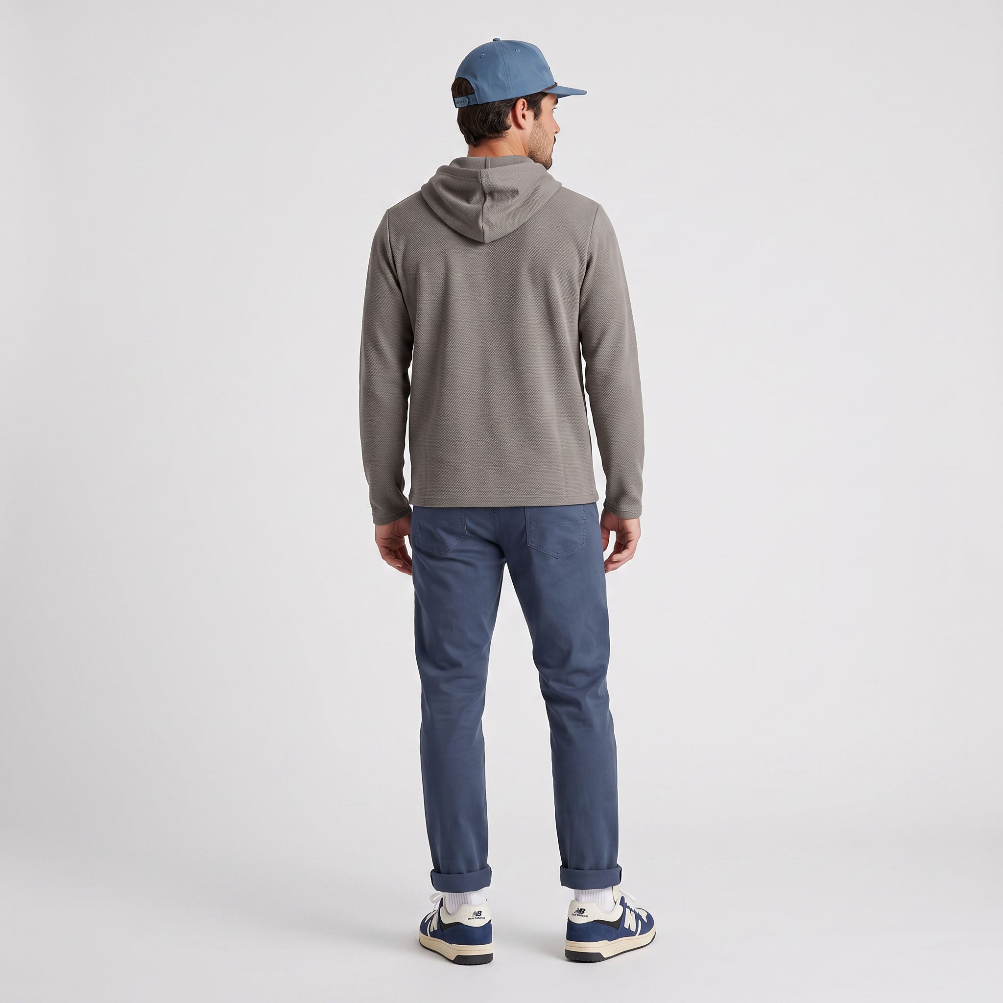 Men's LIV Outdoor Lichen Stretch Flannel Hooded Henley, casual men's top with a comfortable flannel fabric and hood, front view.