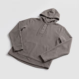 Men's LIV Outdoor Lichen stretch flannel hooded henley, a casual long-sleeve top with a hood and comfortable fabric.