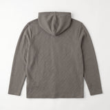 Men's LIV Outdoor Lichen stretch flannel hooded henley top with a relaxed fit, featuring a comfortable hood and casual style.