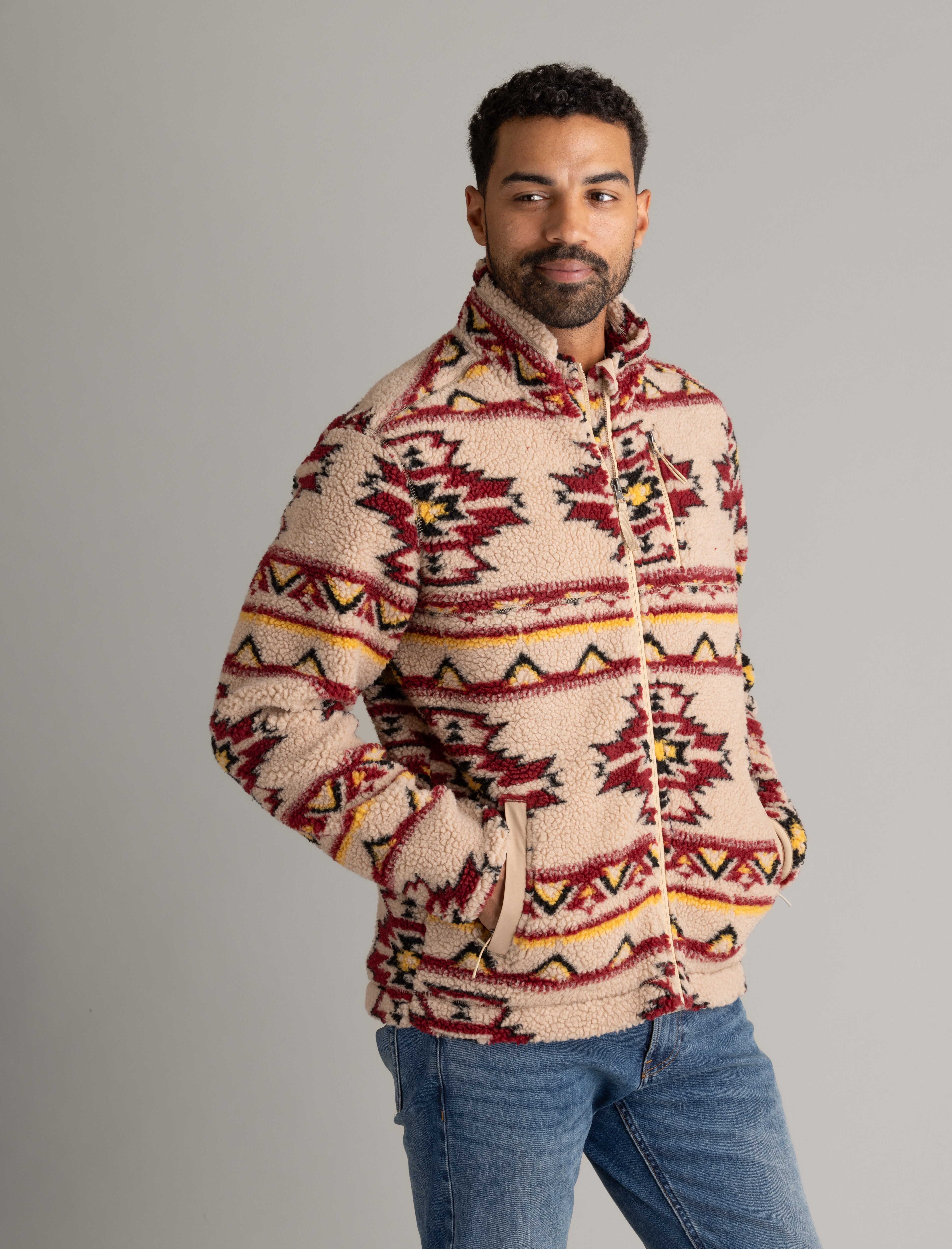 Men's Kismet Jersey Lined Printed Berber Jacket - LIV Outdoor