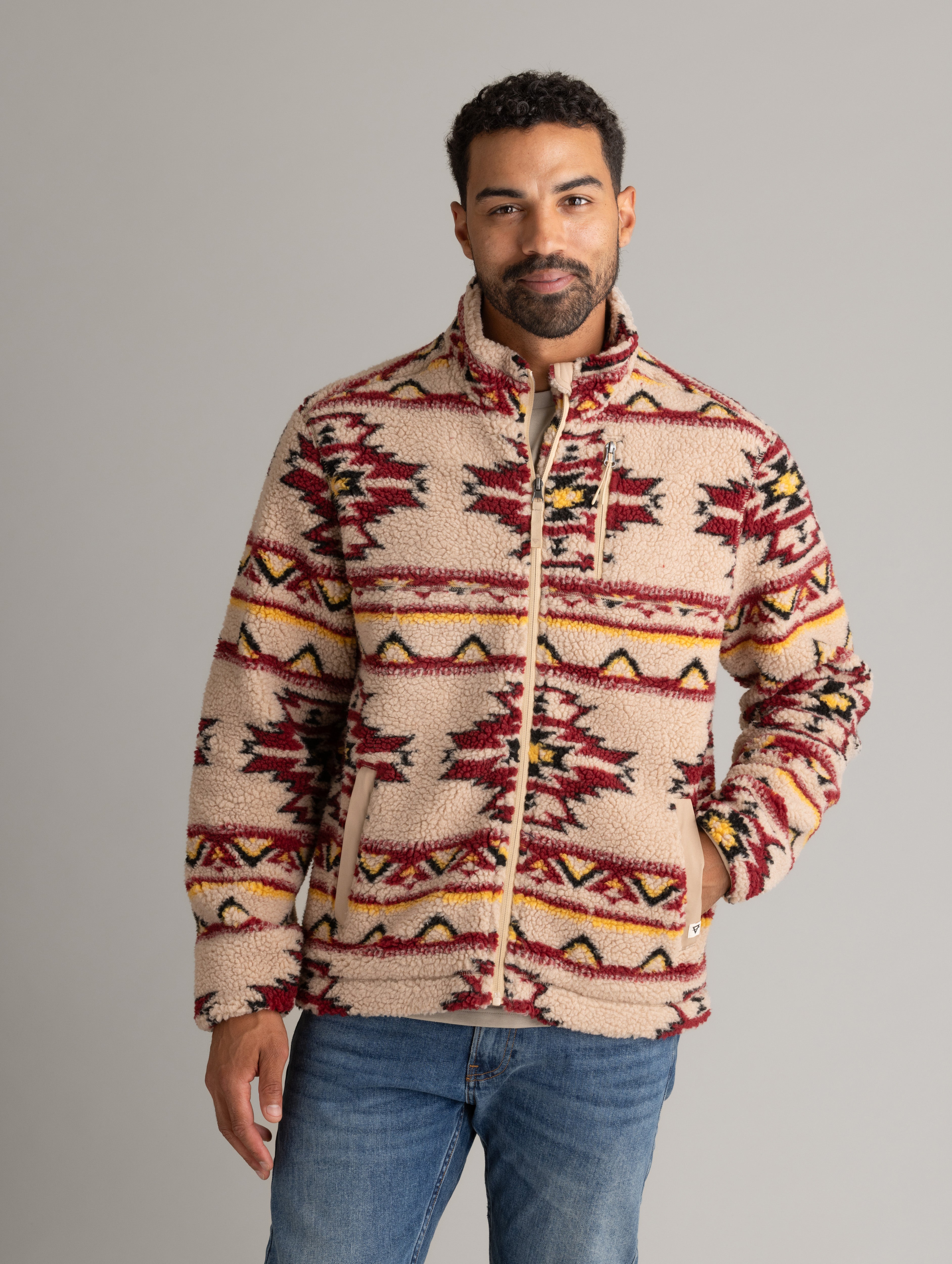 Men's Kismet Jersey Lined Printed Berber Jacket - LIV Outdoor