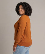 Women's LIV Outdoor Rae Waffle Crew top in plus size, featuring a cozy waffle knit fabric and casual fit.
