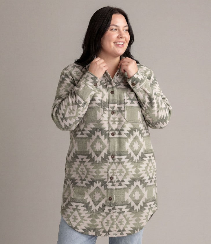 Women's LIV Outdoor Shay Plus Size faux wool long button coat in green, stylish and warm women's jacket with front buttons.