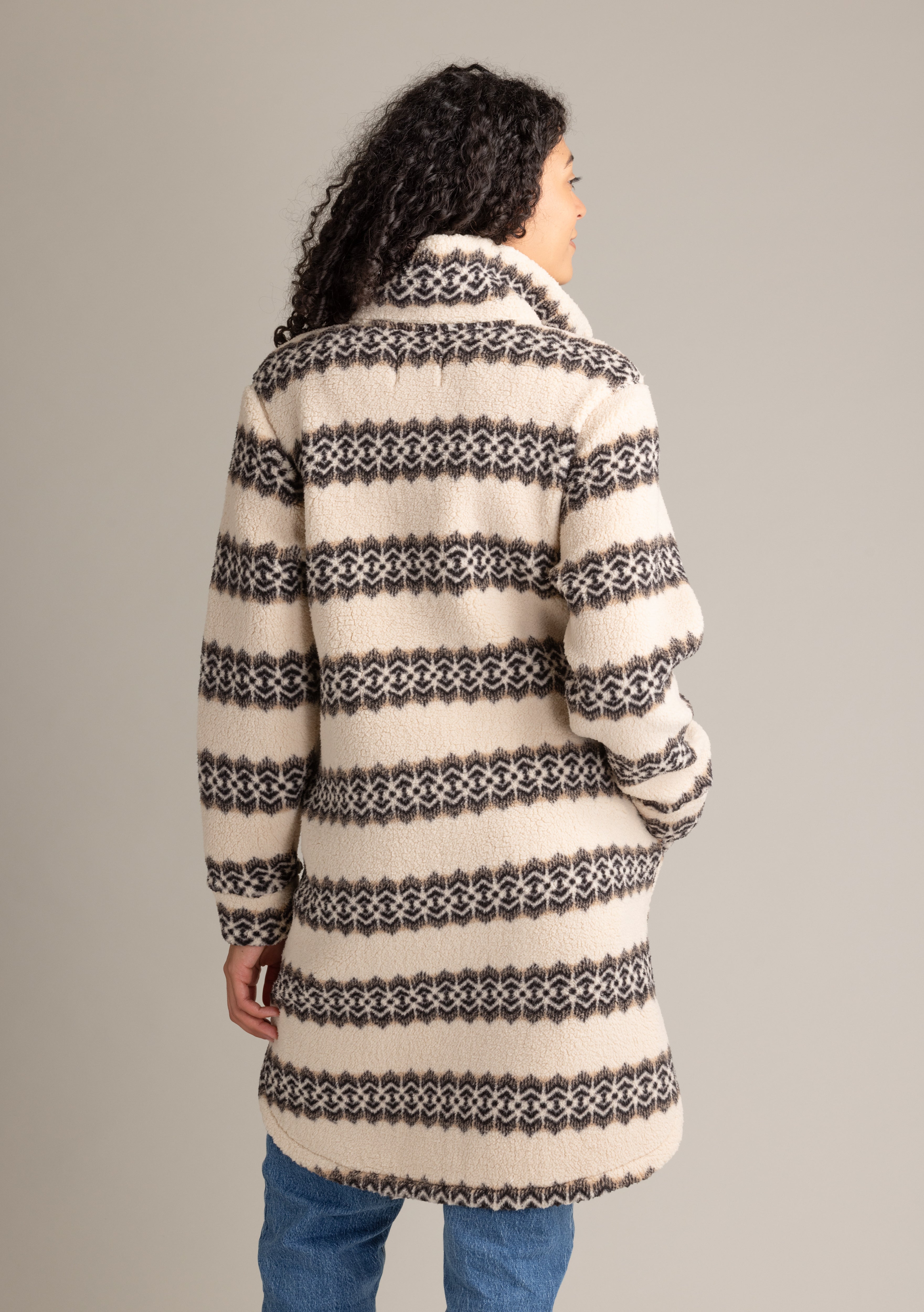 Women's Ainsley Long Sherpa Button Coat - LIV Outdoor