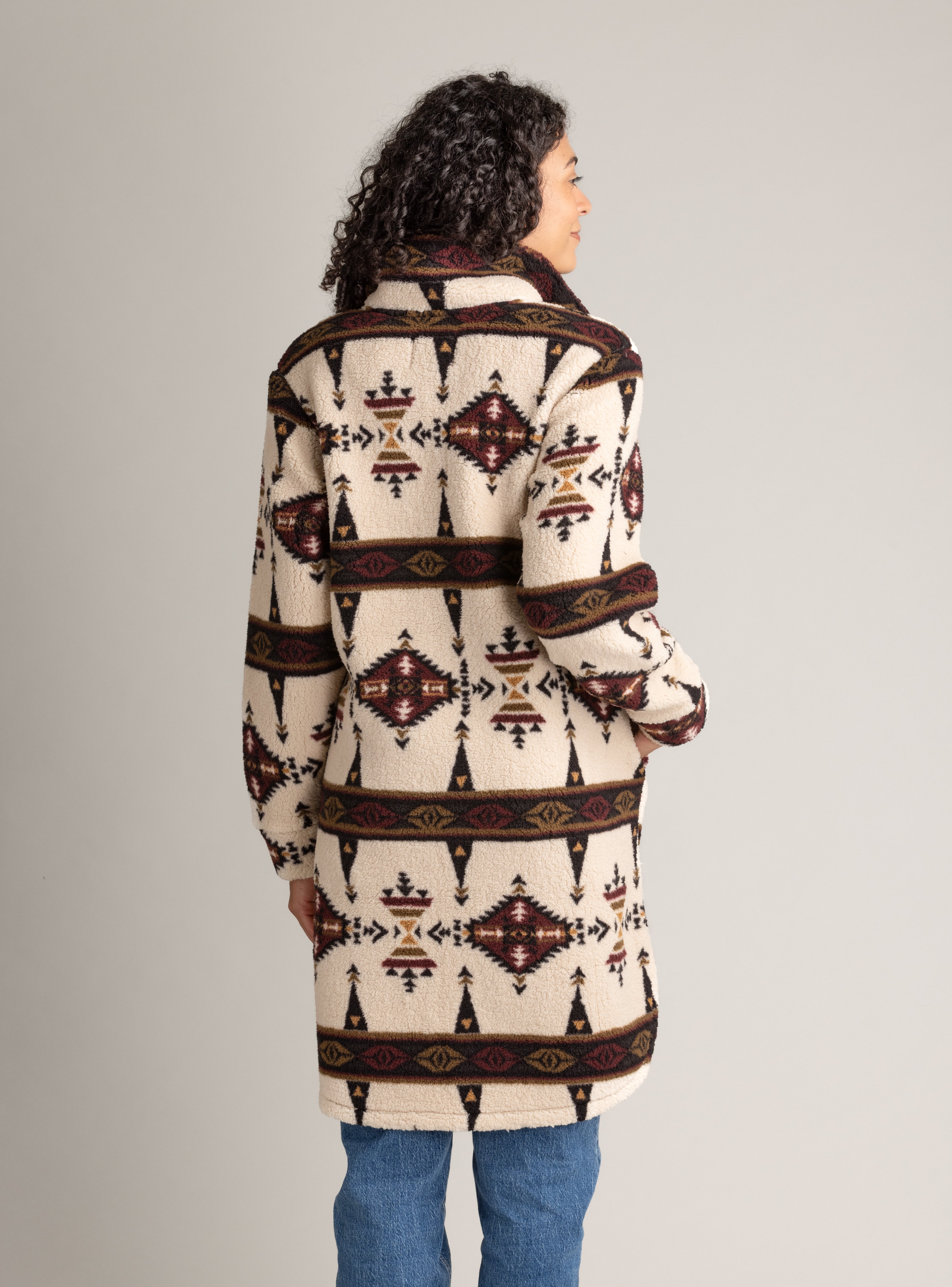 Women's Ainsley Long Sherpa Button Coat - LIV Outdoor