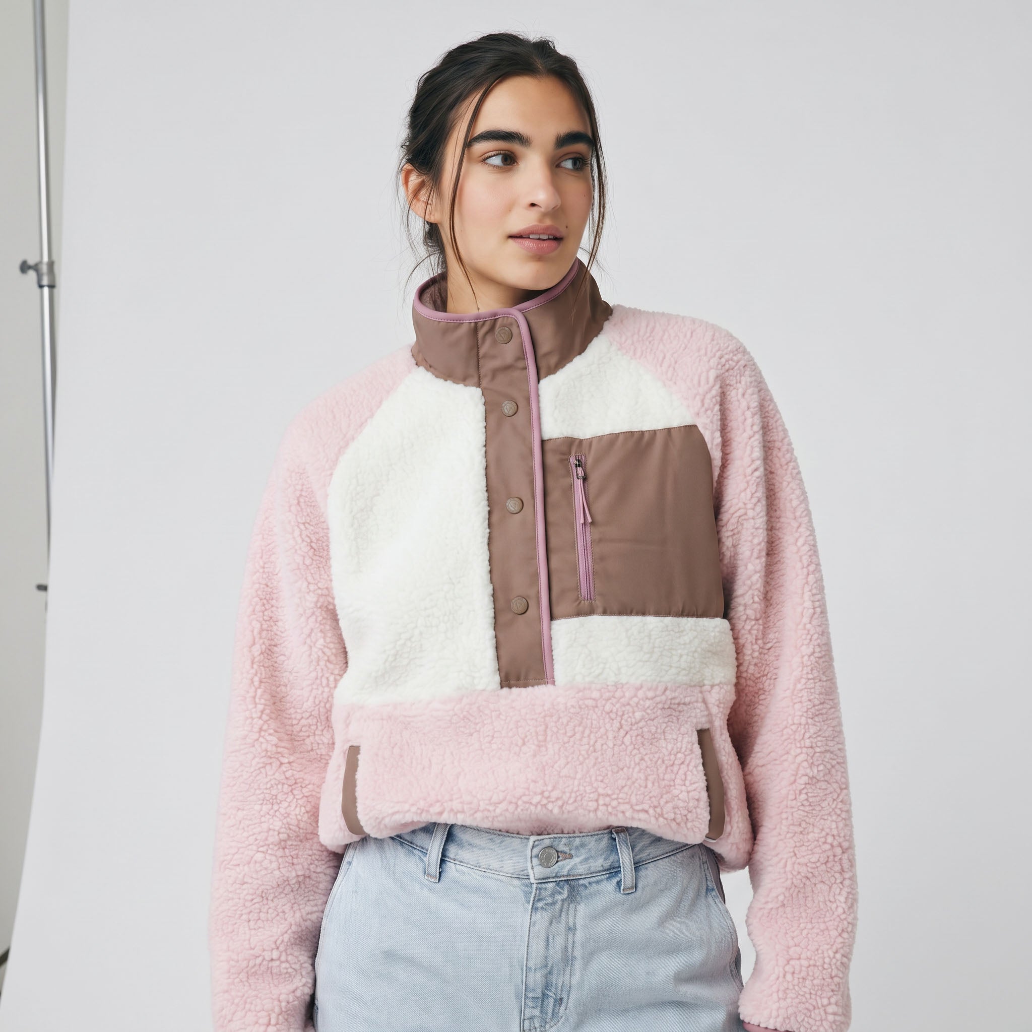 Women's Tara Jersey Lined Snap-Up Pullover - Multitone