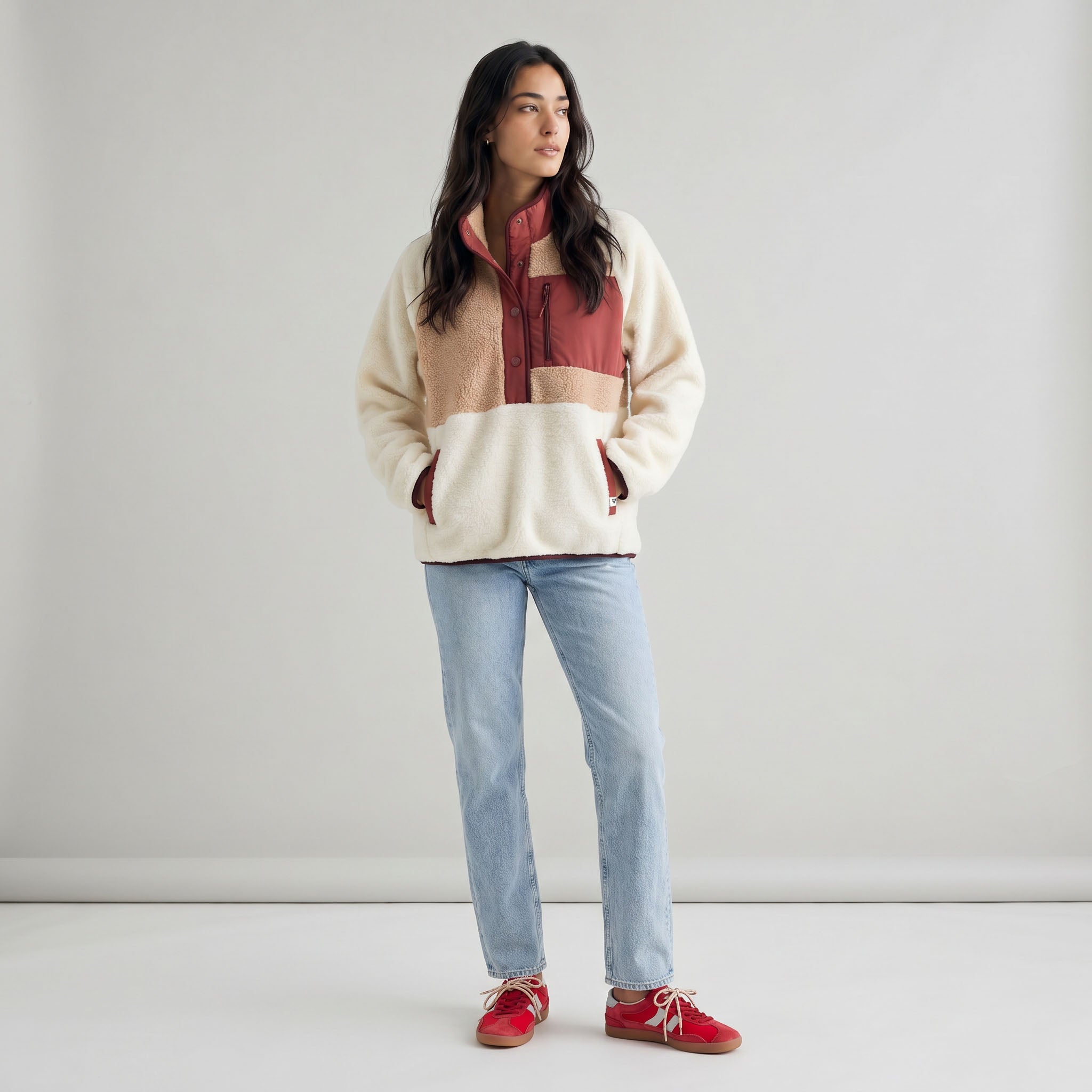 Women's Tara Jersey Lined Snap-Up Pullover - Multitone