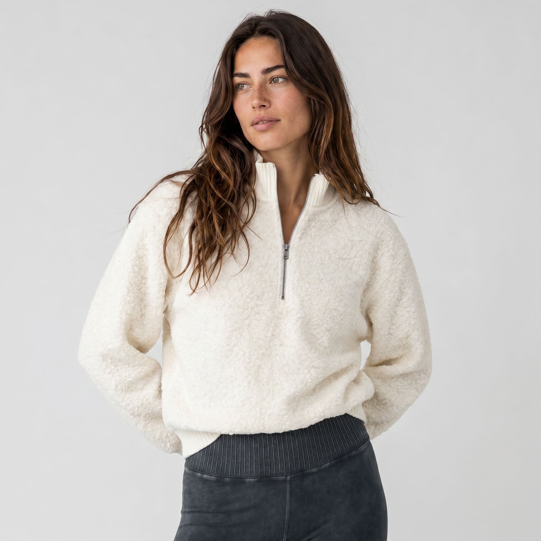 Women's Magnolia Quarter Zip Boucle Pullover