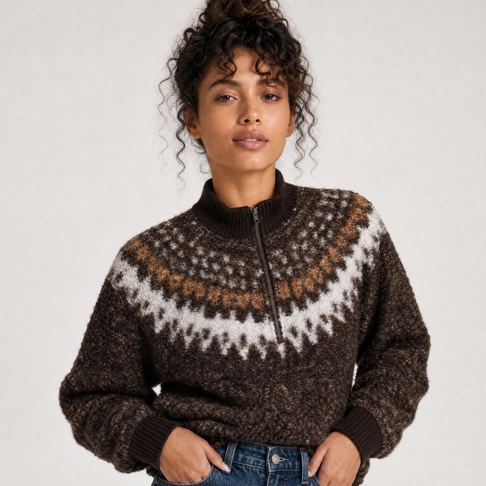 Women's Magnolia Bouclé Quarter Zip Pullover