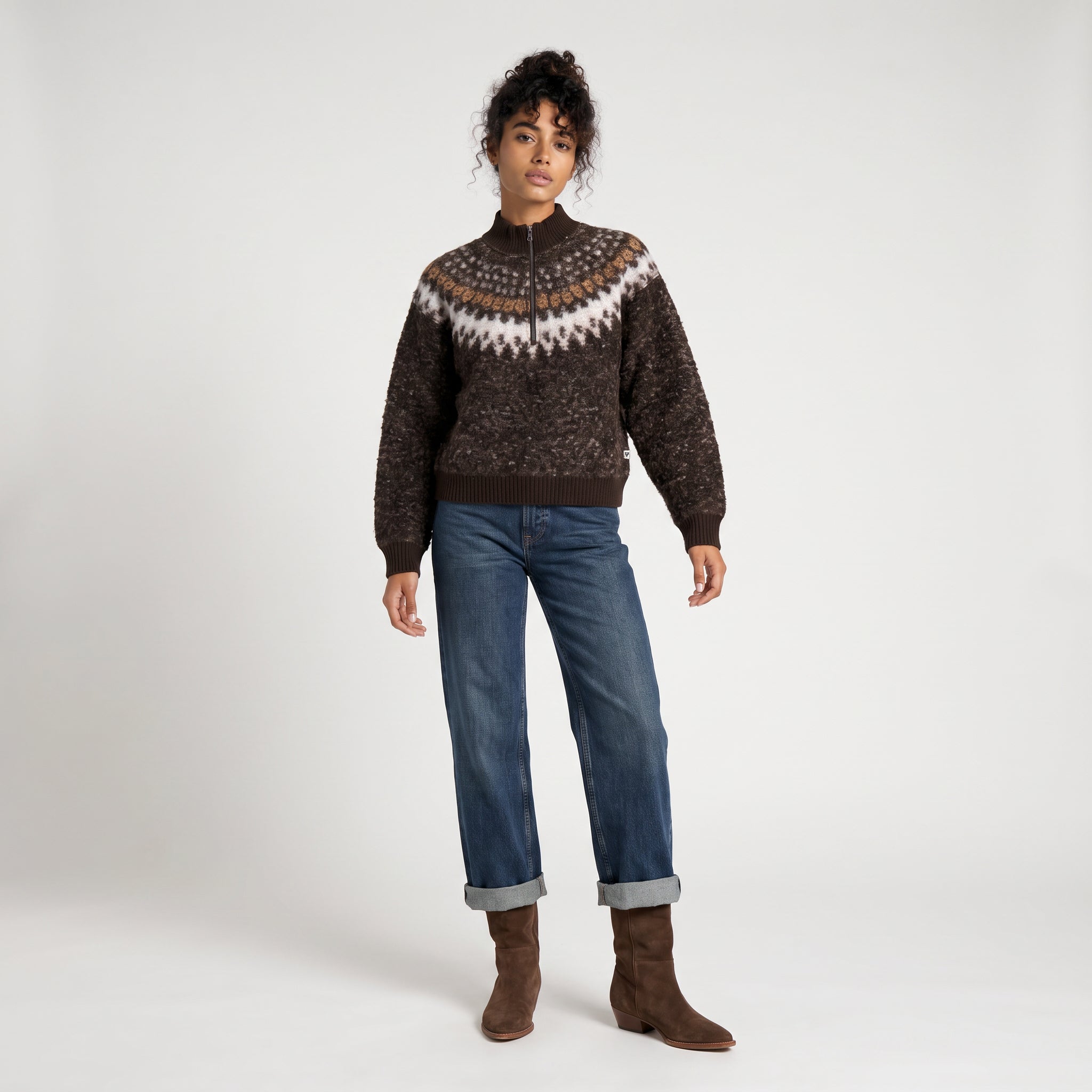 Women's Magnolia Bouclé Quarter Zip Pullover