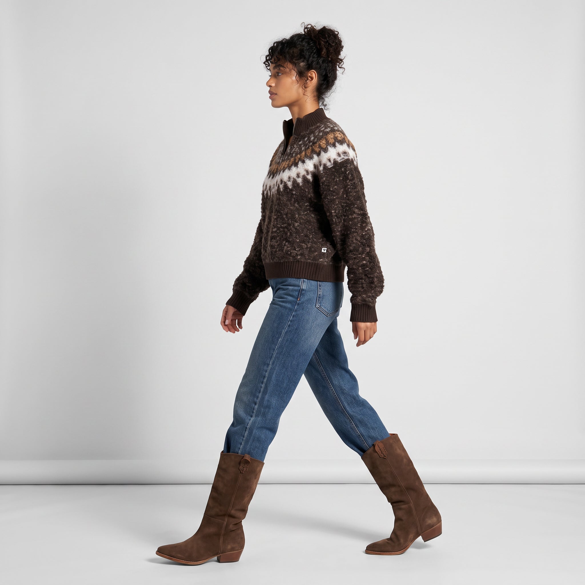 Women's Magnolia Bouclé Quarter Zip Pullover
