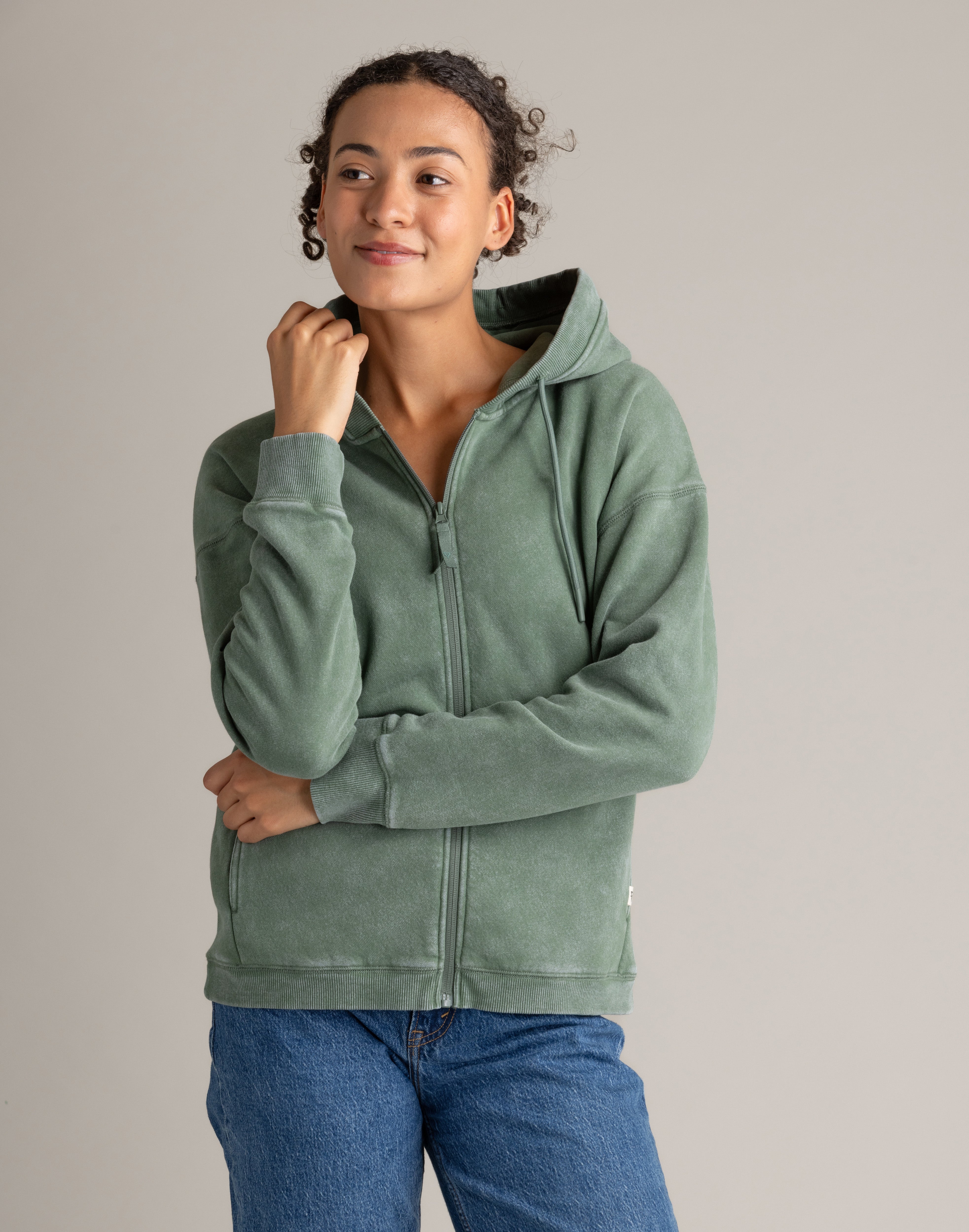 Women's Gabriella Full Zip Hooded Sweatshirt - Stonewashed - LIV Outdoor