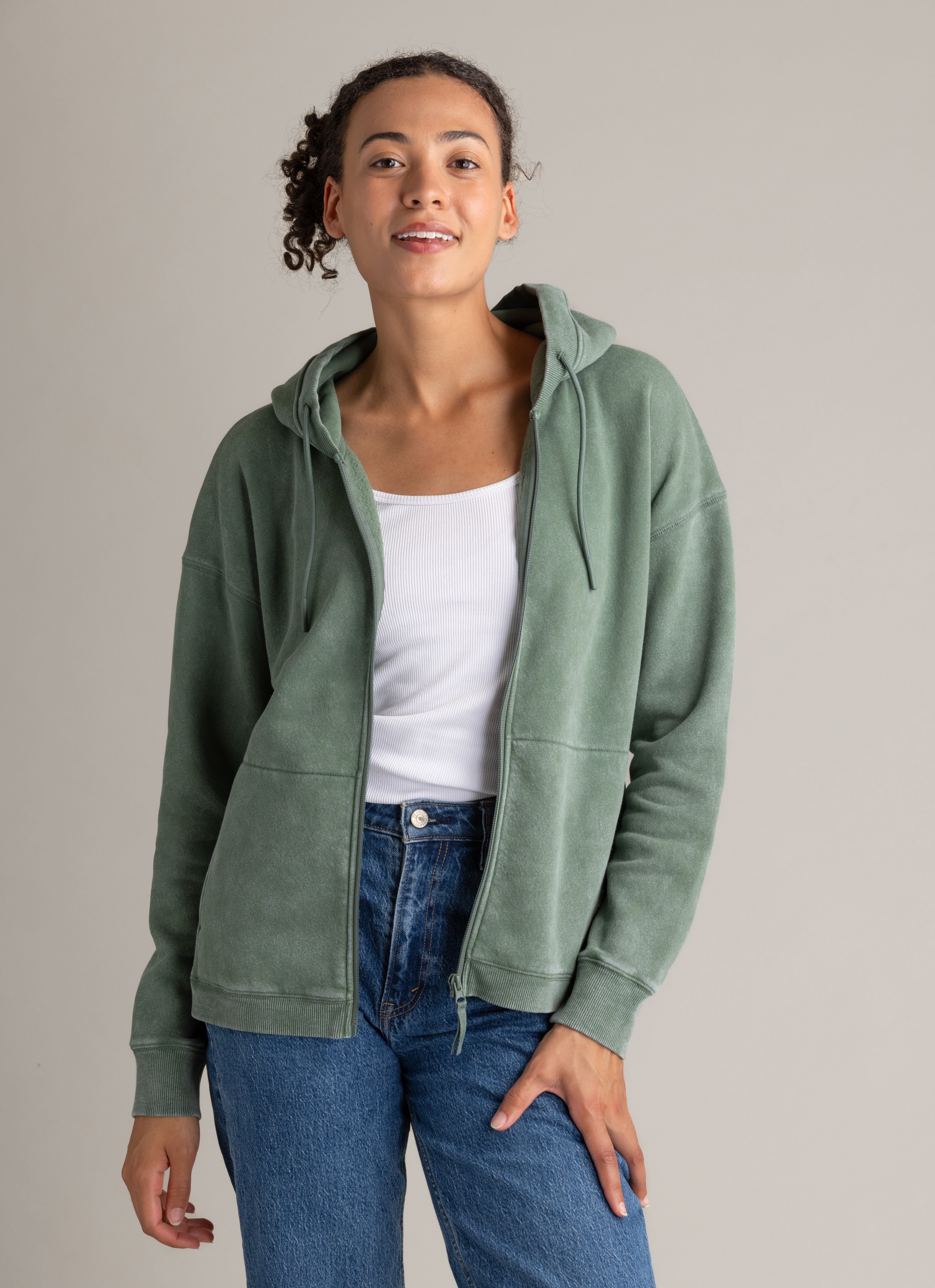 Women's Gabriella Full Zip Hooded Sweatshirt - Stonewashed - LIV Outdoor