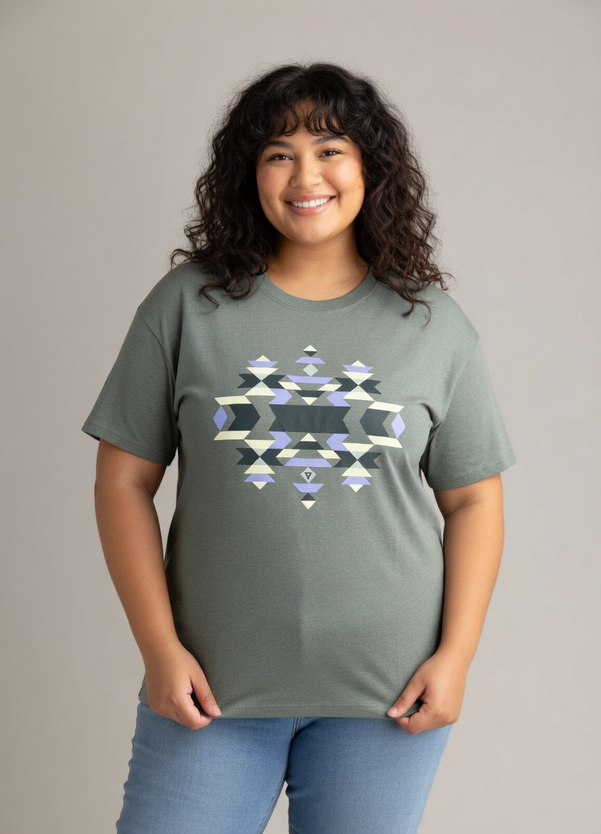 Women's LIV Outdoor Reagan oversized graphic tee in stonewashed plus size, featuring a relaxed fit and stylish graphic design.