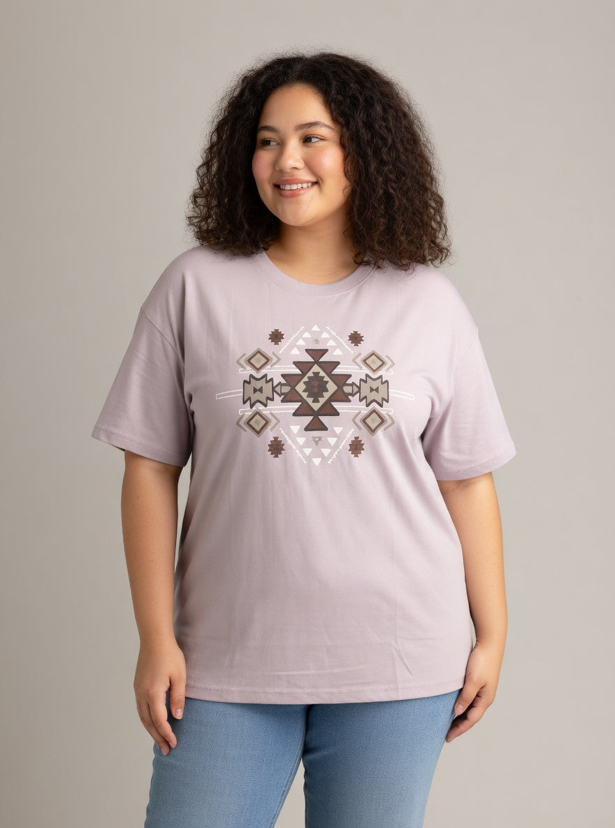 Plus size women's LIV Outdoor Reagan oversized graphic tee in stonewashed fabric, casual top with bold graphic design.