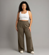 LIV Outdoor Women's Kaya Quilted Wide Pant in Plus size, showing the stylish quilted fabric and relaxed fit of the women's bottoms.
