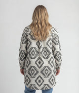 Women's LIV Outdoor Shay Plus Size Faux Wool Long Button Coat, white jacket with front buttons and cozy wool texture.